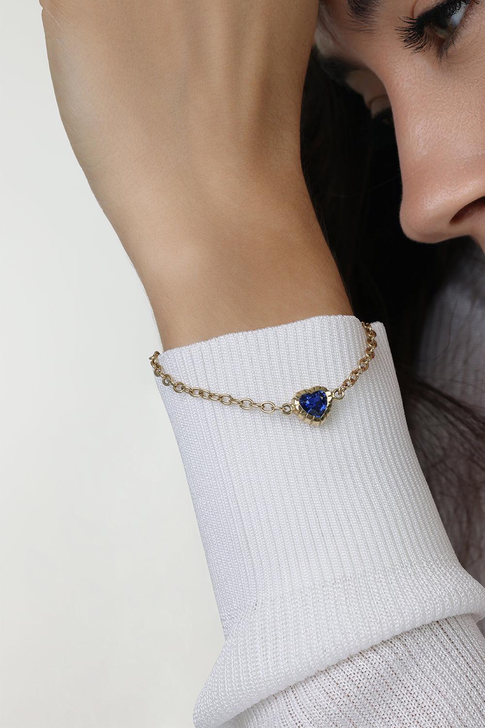 Blue Sapphire Heart Heirloom Bracelet - Image 2