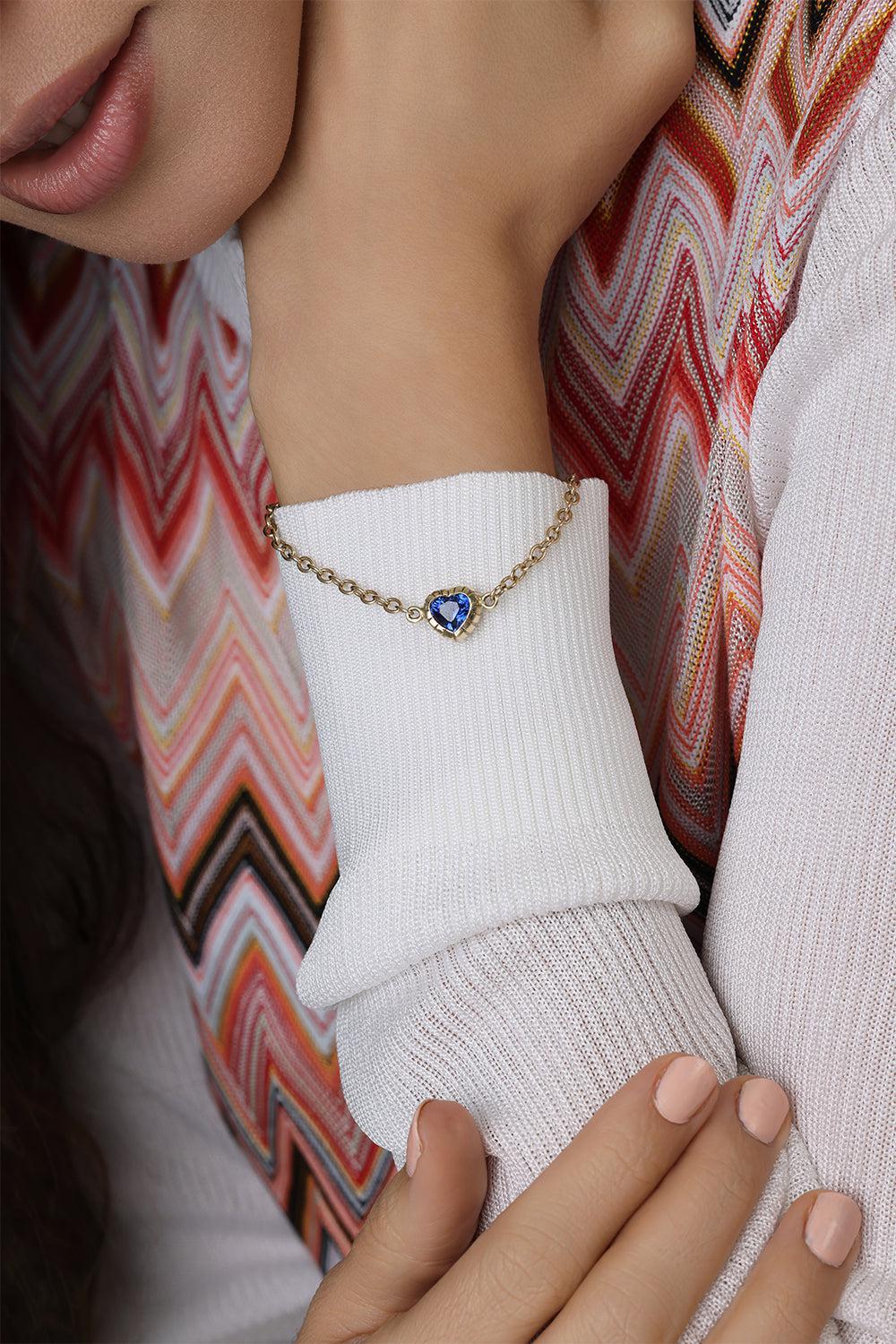 Blue Sapphire Heart Heirloom Bracelet - Image 3