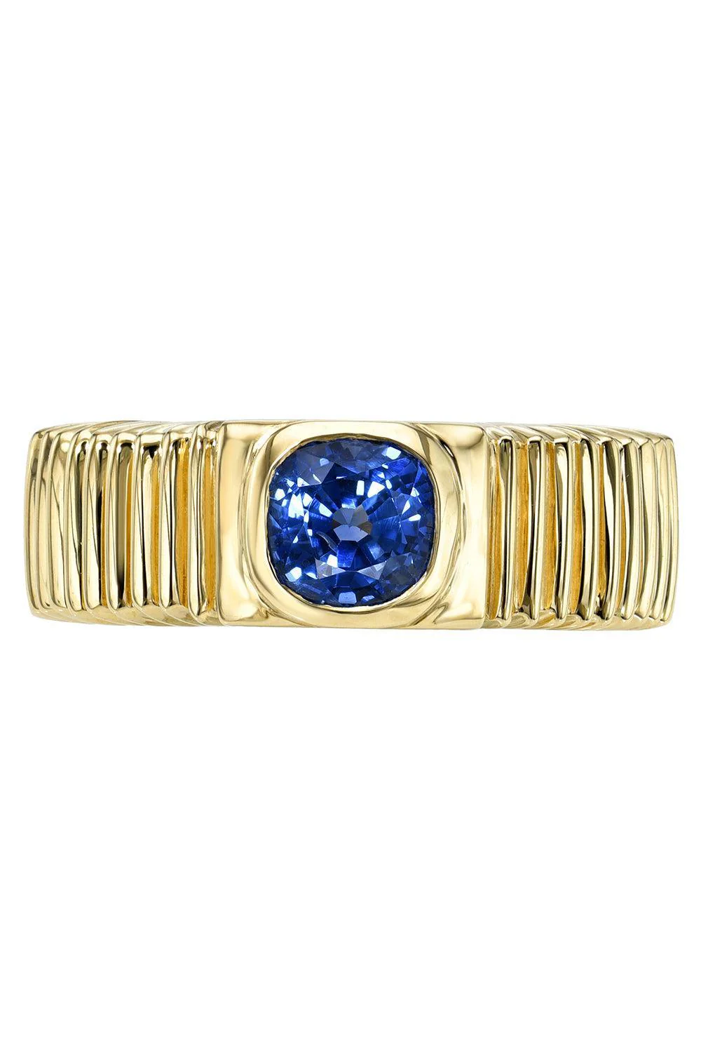 Blue Sapphire Sapphire Pleated Band Ring