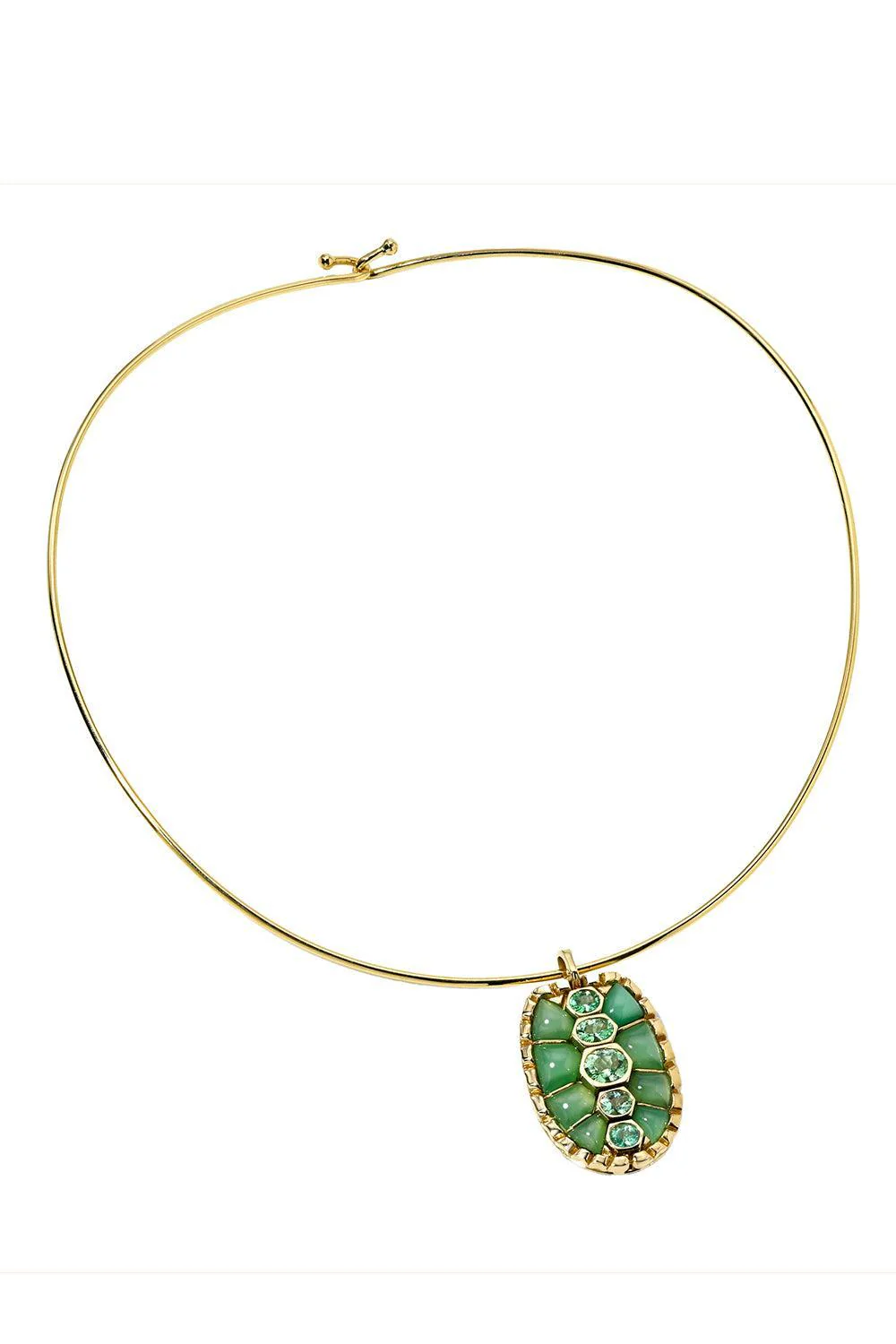 Chrysoprase Paraiba Tortoiseshell Pendant Necklace