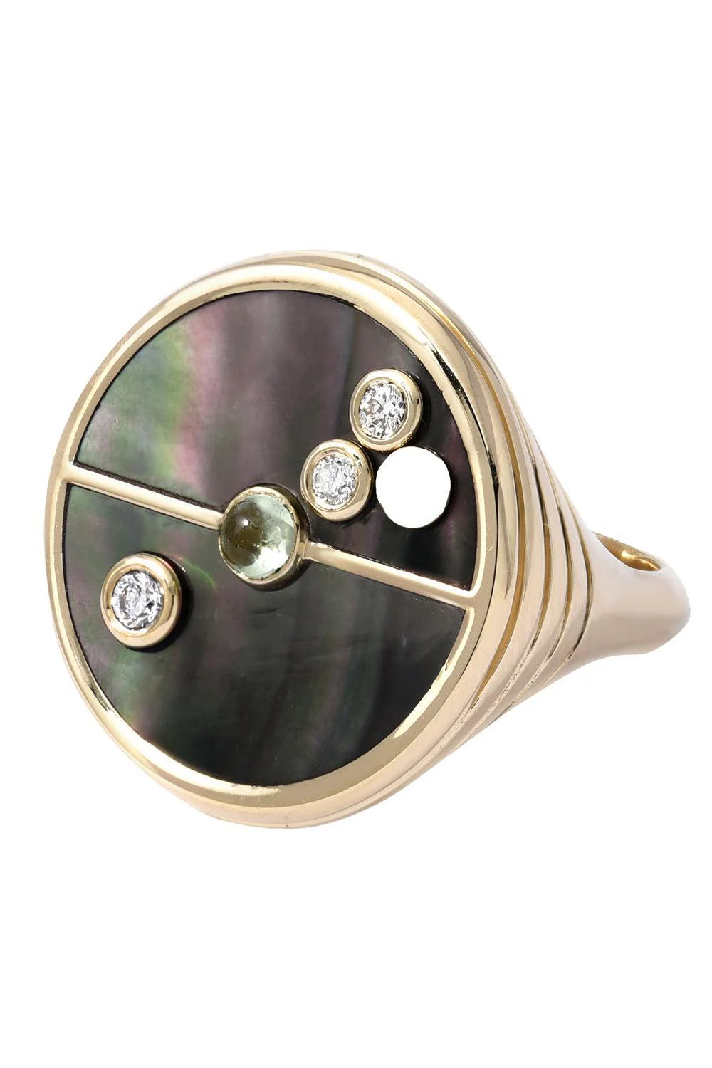 Dark Pearl Mint Garnet compass Ring