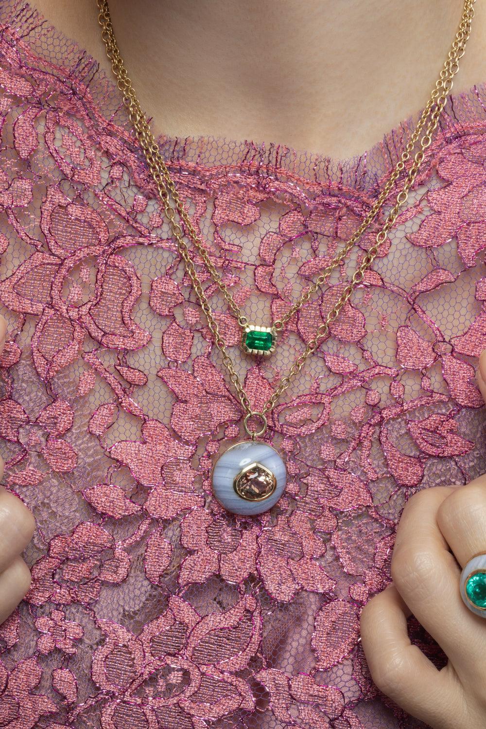 Emerald Bezel Heirloom Necklace