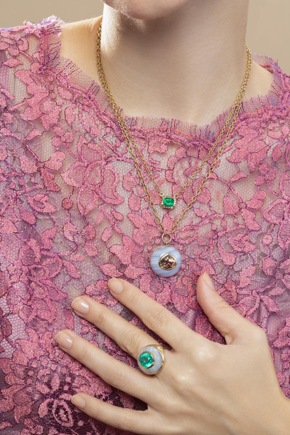 Emerald Bezel Heirloom Necklace - Image 3