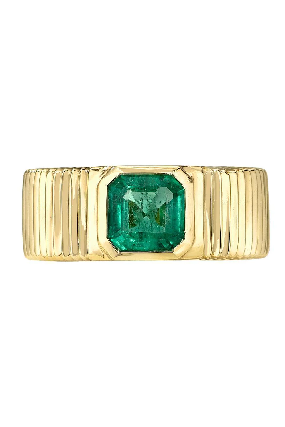 Emerald Pleated Band Ring
