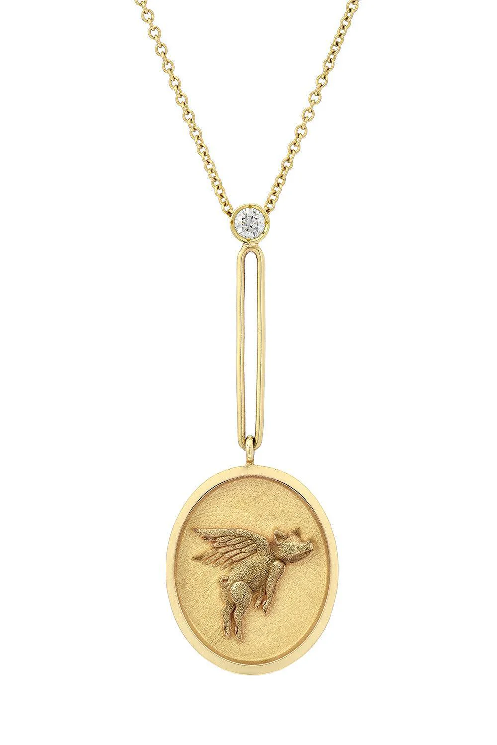 Fantasy Motif Flying Pig Pendant Necklace