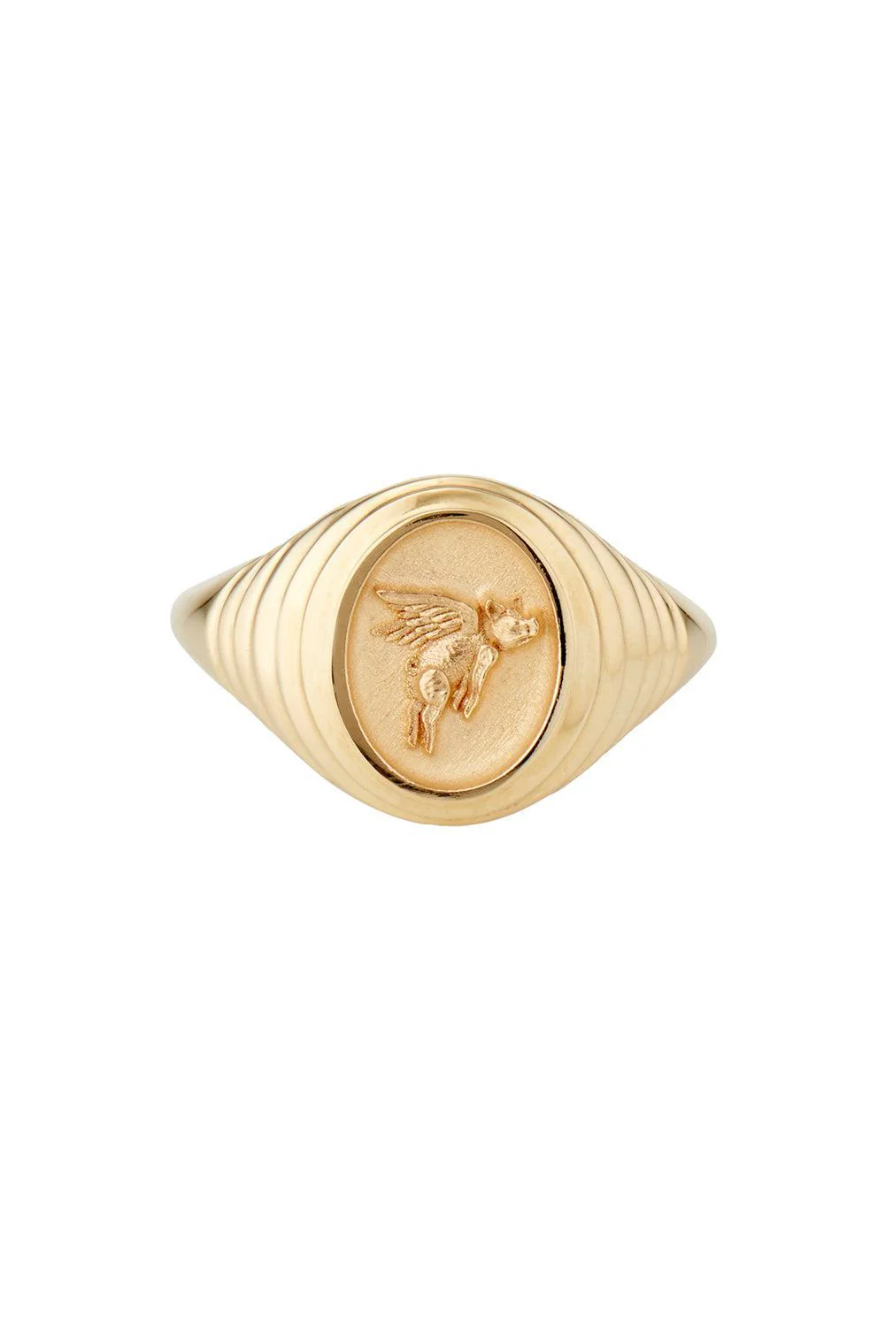 Flying Pig Fantasy Motif Signet Ring