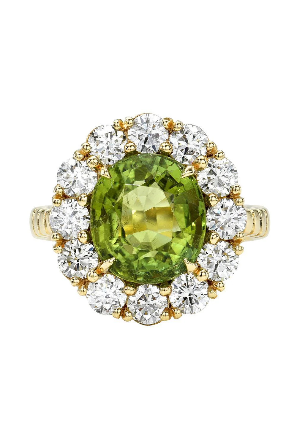 Green Tourmaline Diamond Heirloom Ring