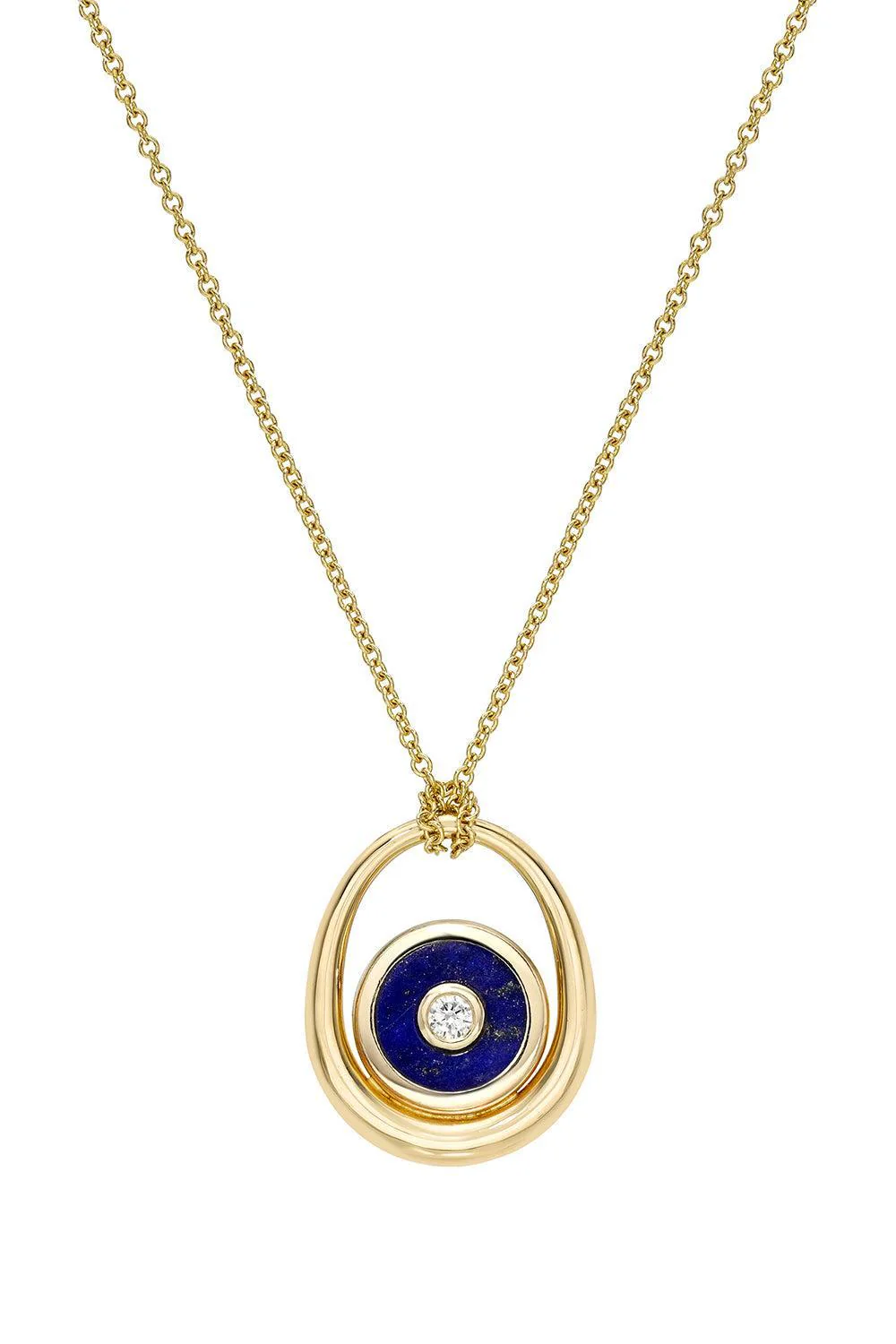 Lapis Diamond Midi Compass Sling Pendant Necklace