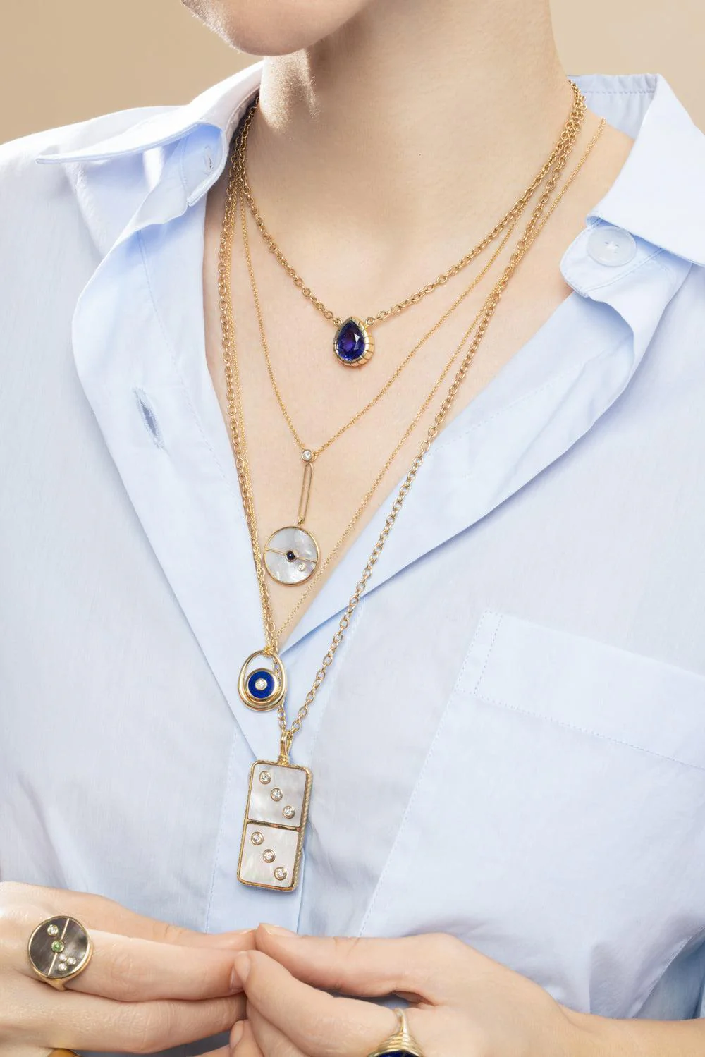 Pearl Diamond Classic Domino Necklace - Image 2