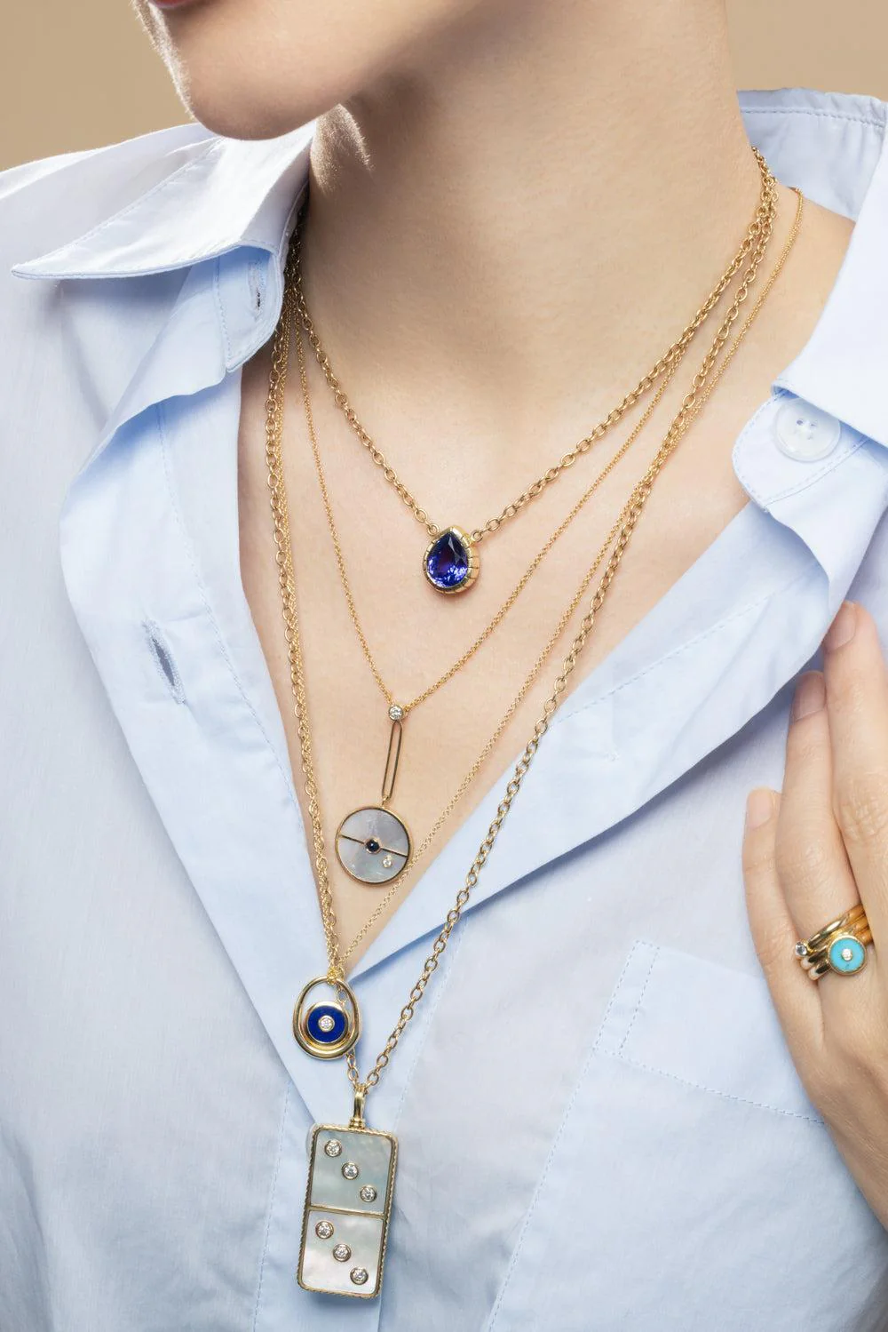 Pearl Diamond Classic Domino Necklace - Image 4