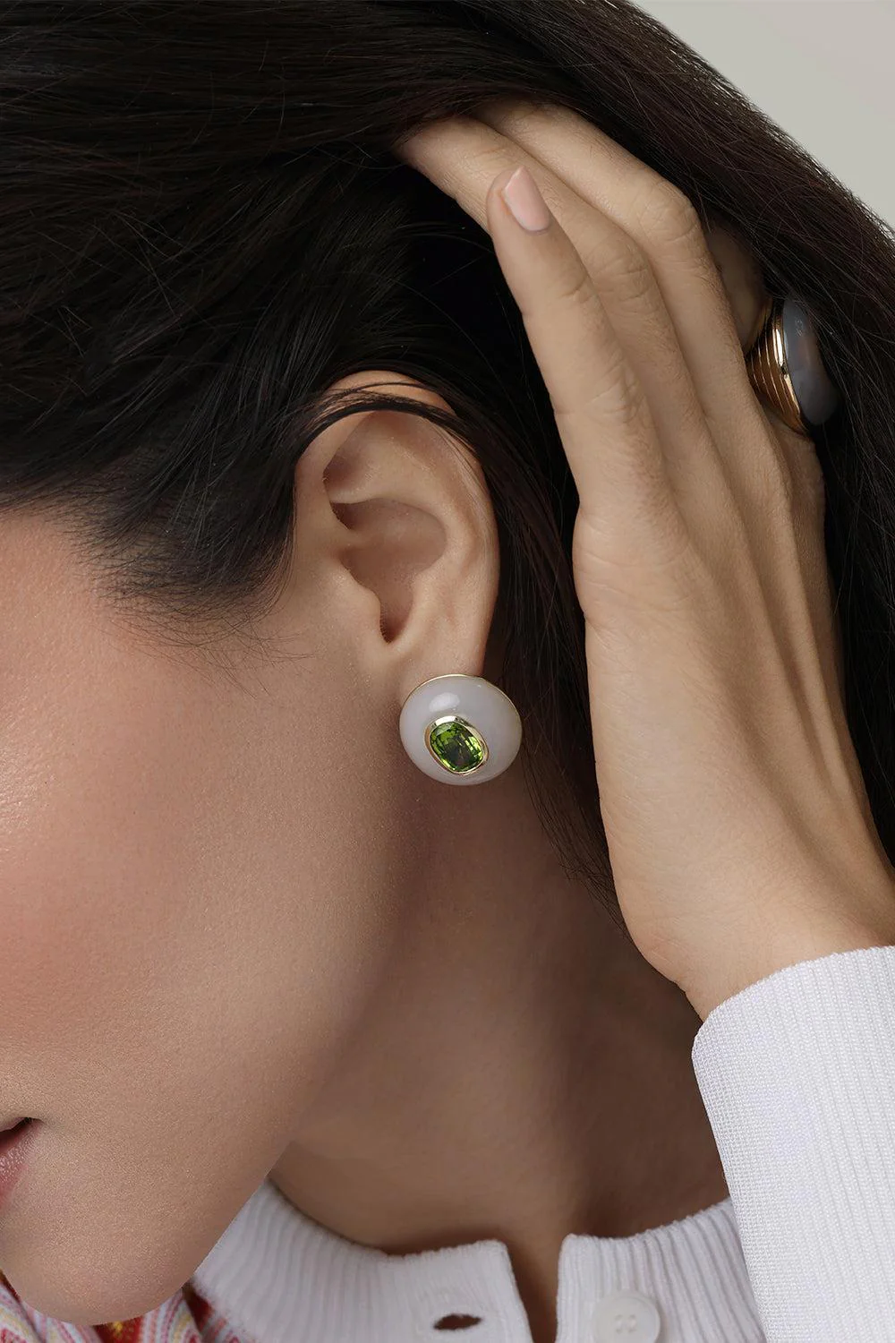 Peridot Chalcedony Lollipop Earrings - Image 2