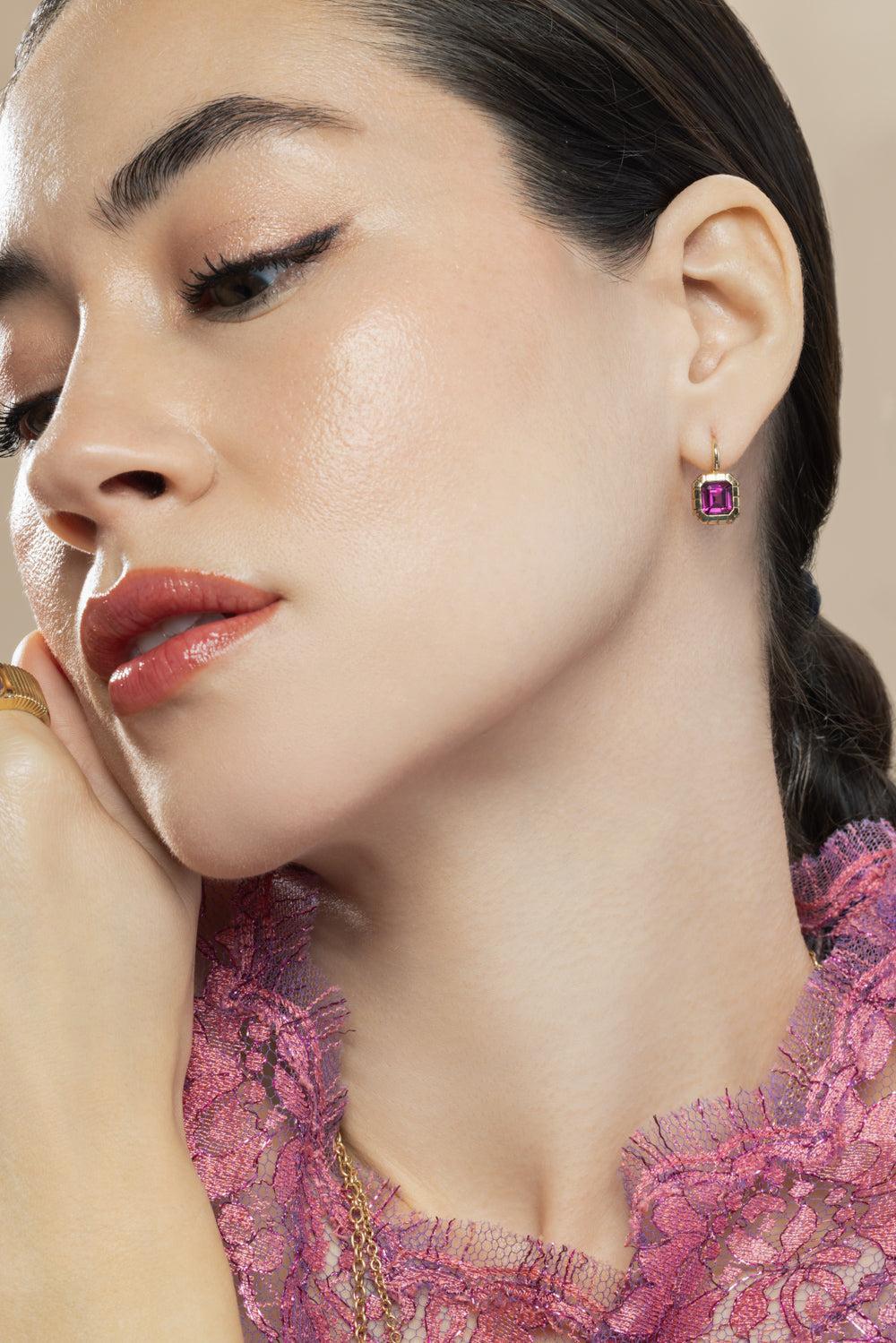 Rhodolite Garnet Heirloom Bezel Earrings - Image 4