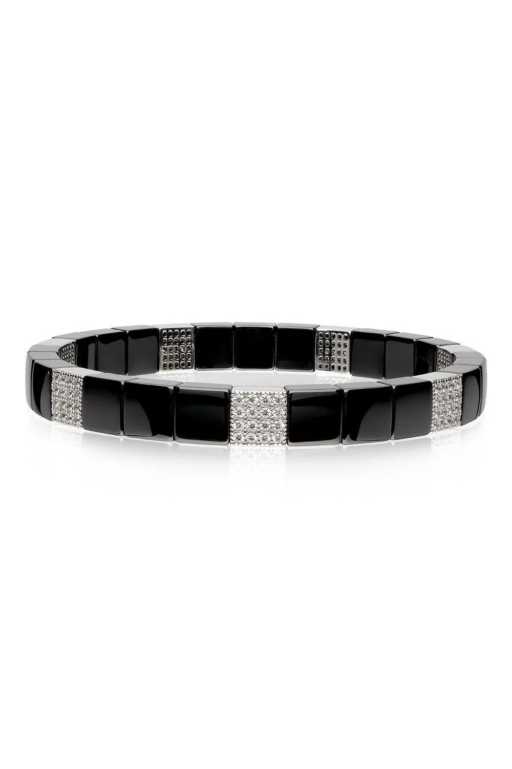 Seven Diamond Black Scacco Stretch Bracelet