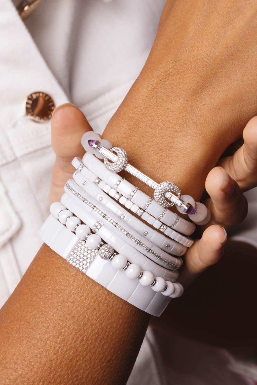 5 Diamond White Ceramic Dado Bracelet - Image 2