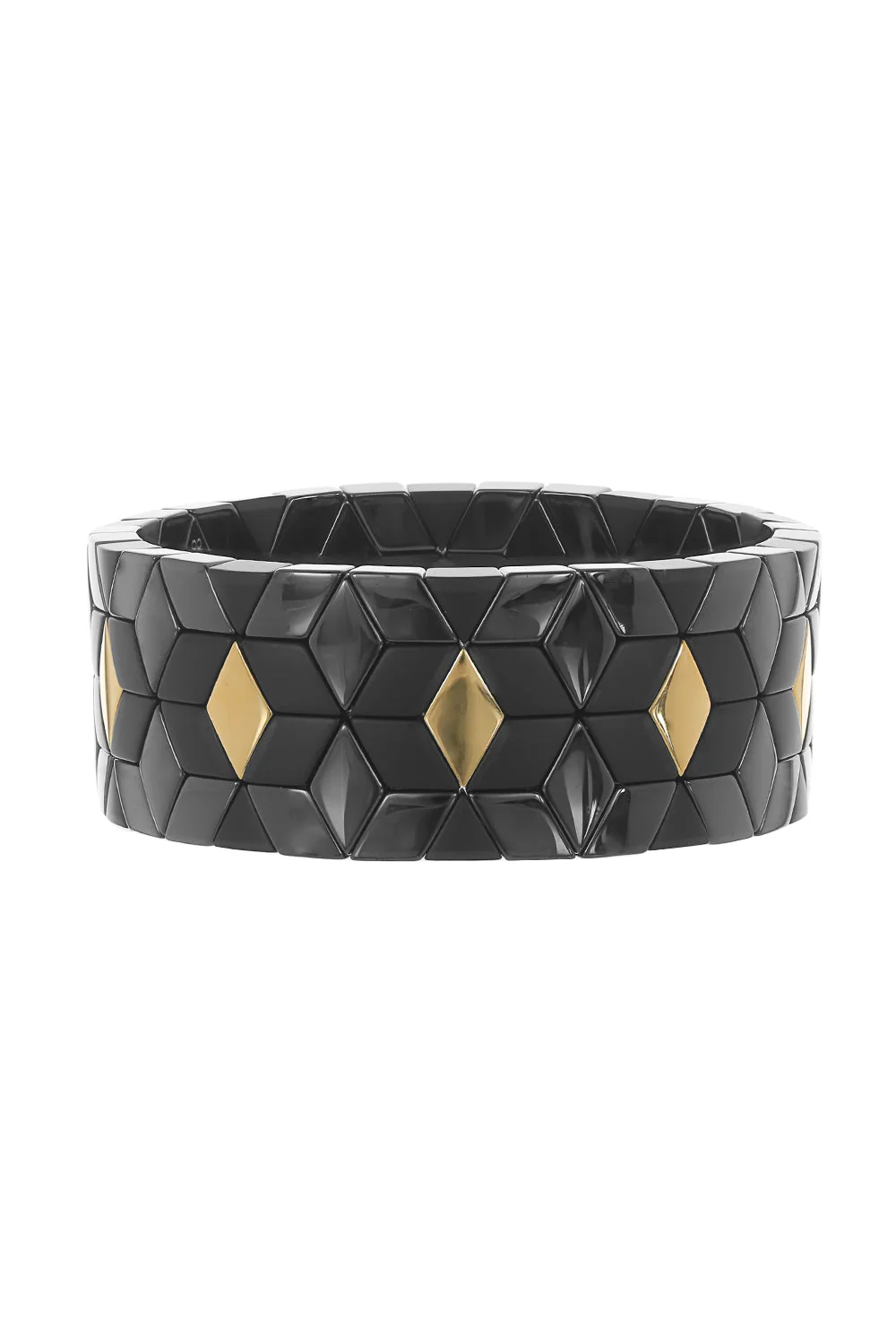 Alternating Gold Section Cube Stretch Bracelet