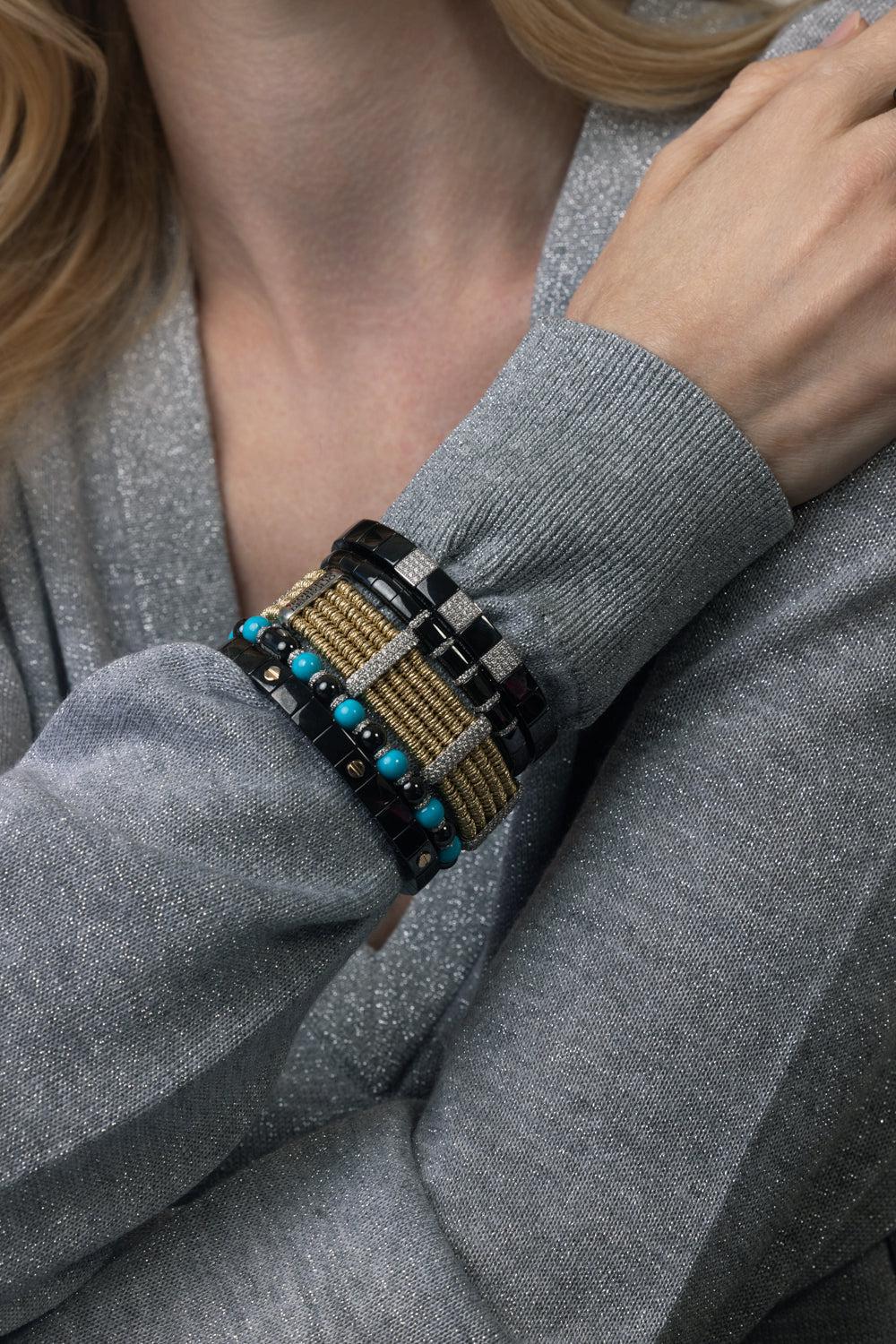 Black Ceramic Seven Screw Scacco Stretch Bracelet - Image 2