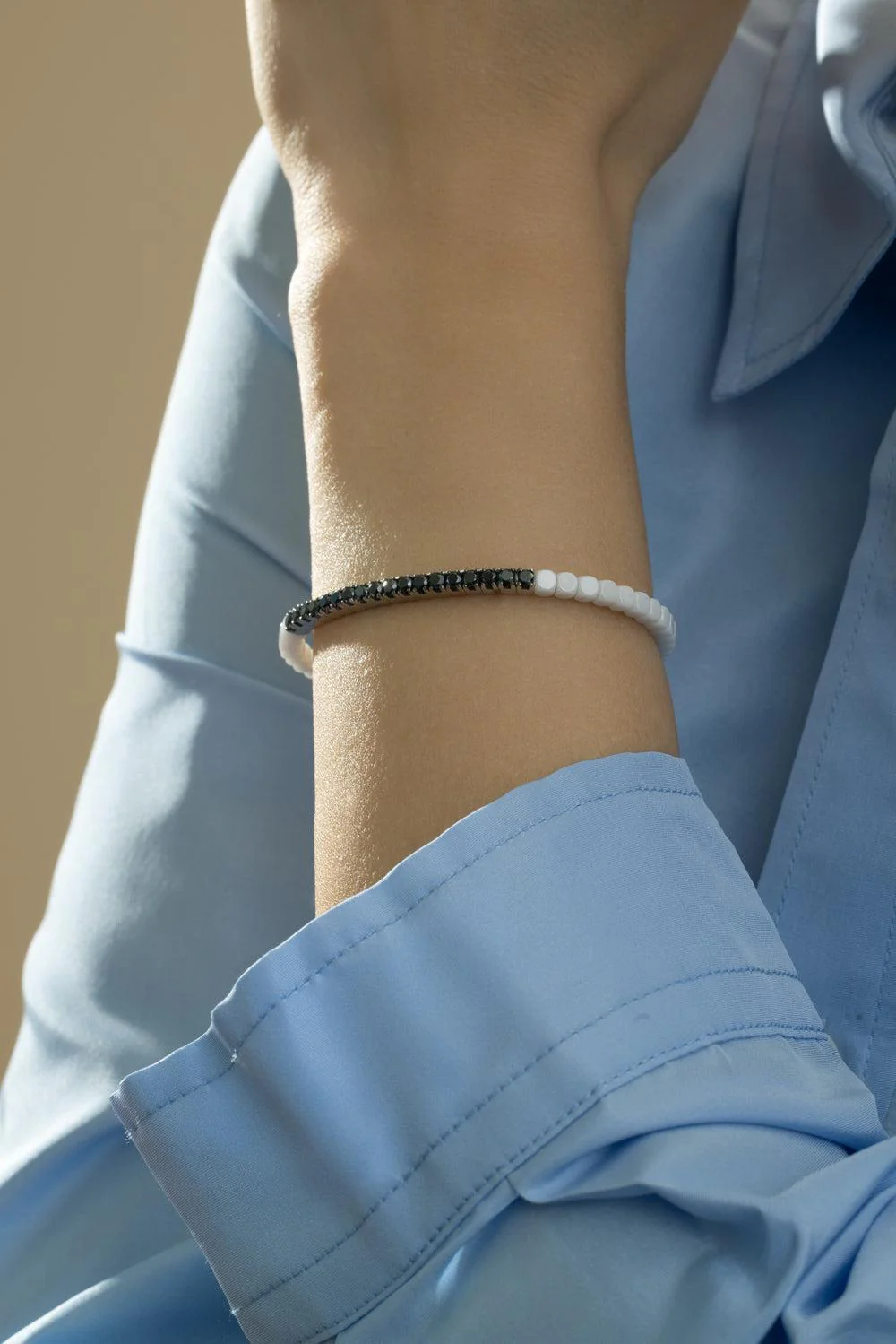 Black Diamond Dado Ceramic Bangle Bracelet - Image 2