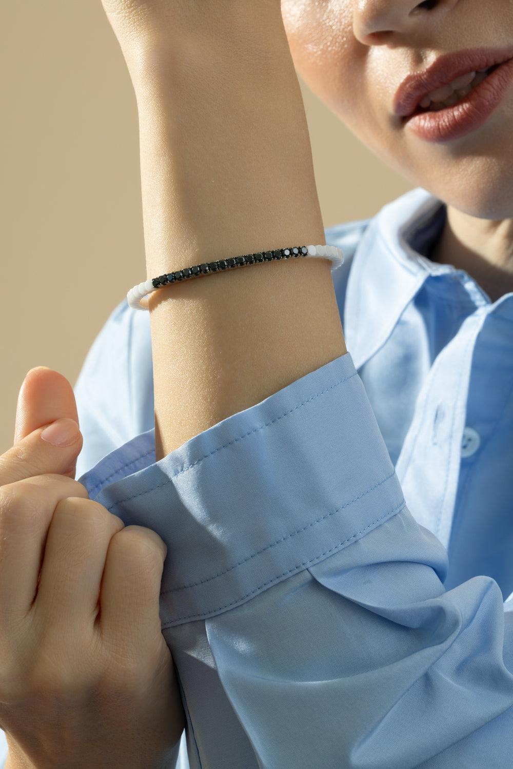 Black Diamond Dado Ceramic Bangle Bracelet - Image 4