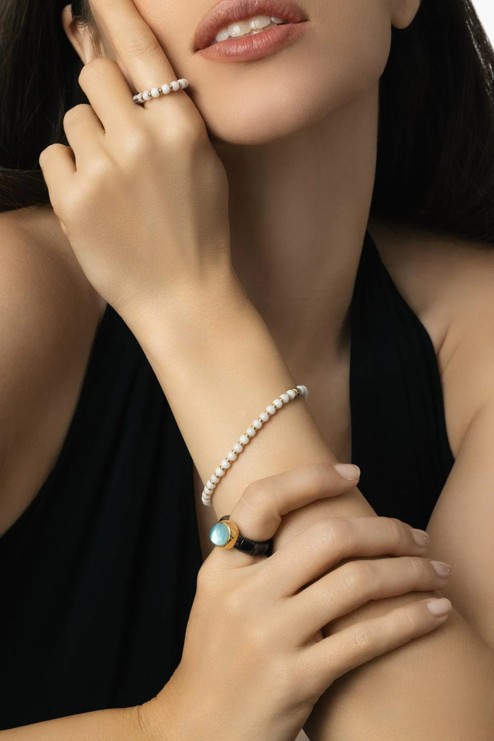 Black Diamond Section Small Sfera Stretch Bracelet - Image 2