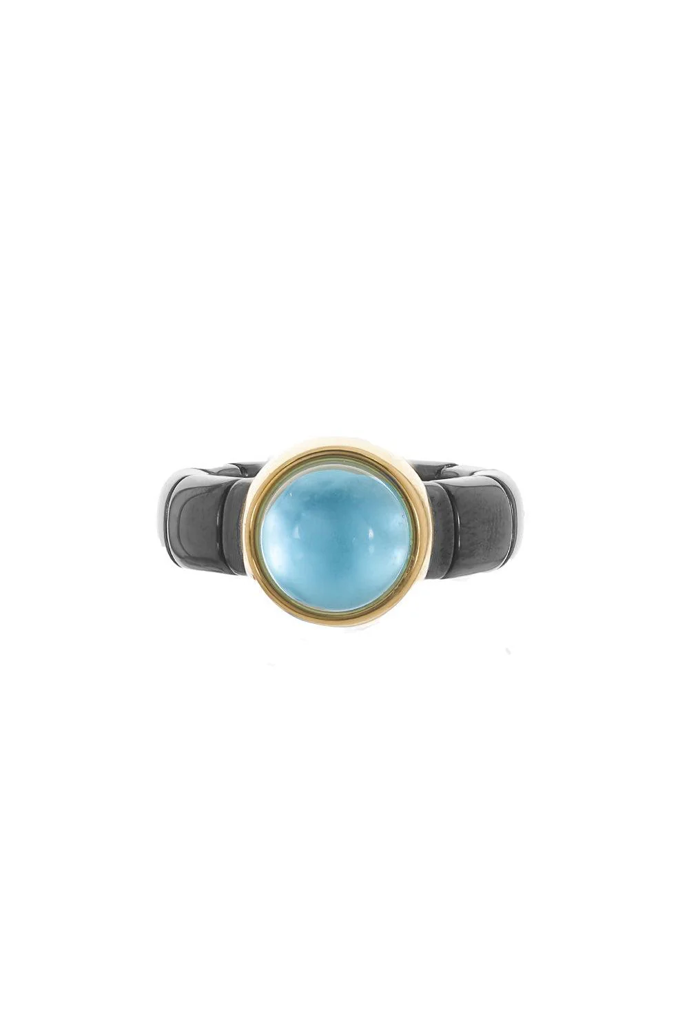 Blue Crystal Black Small Aura Stretch Ring