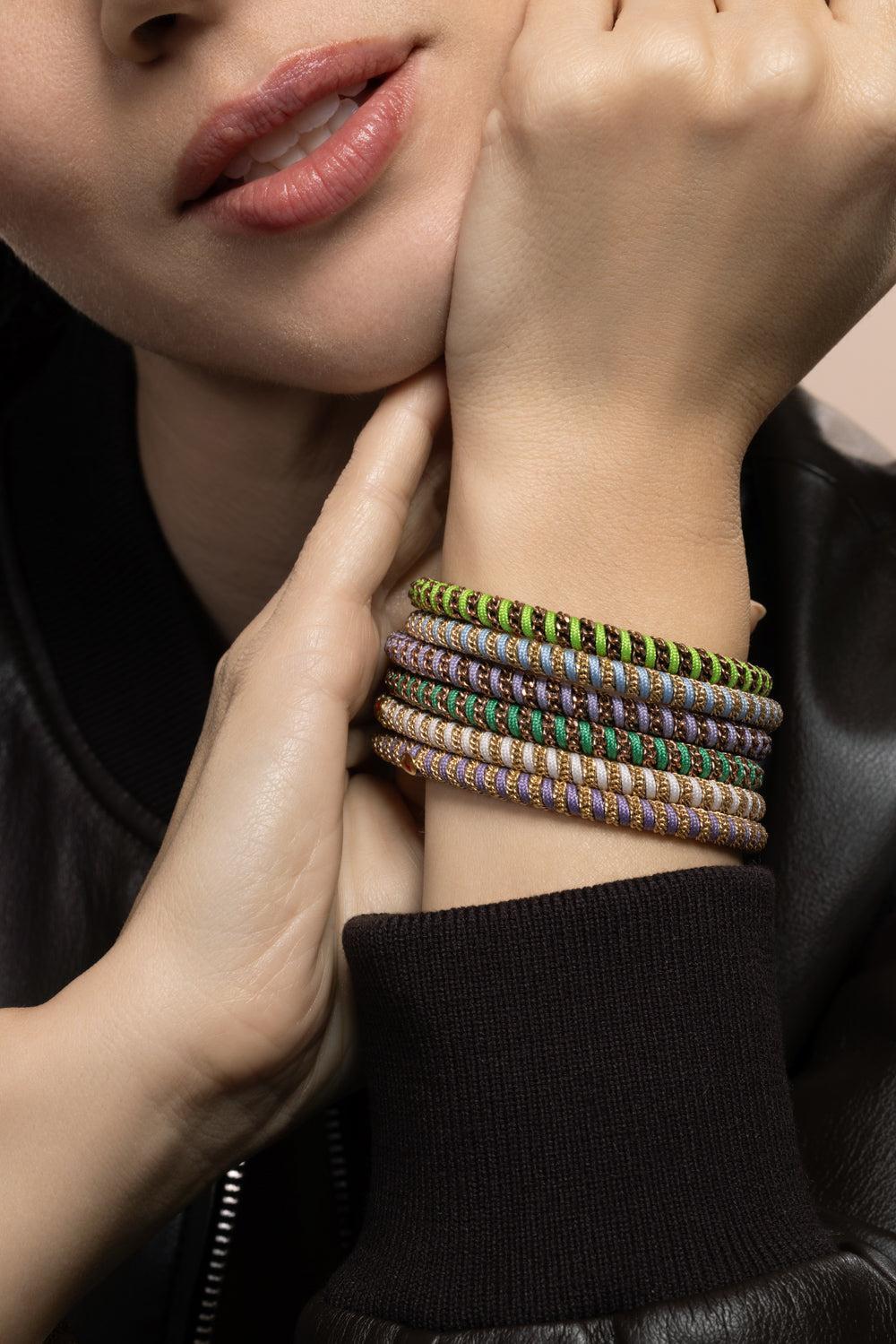 Classic Green Gio Stretch Bracelet - Rose Gold - Image 2
