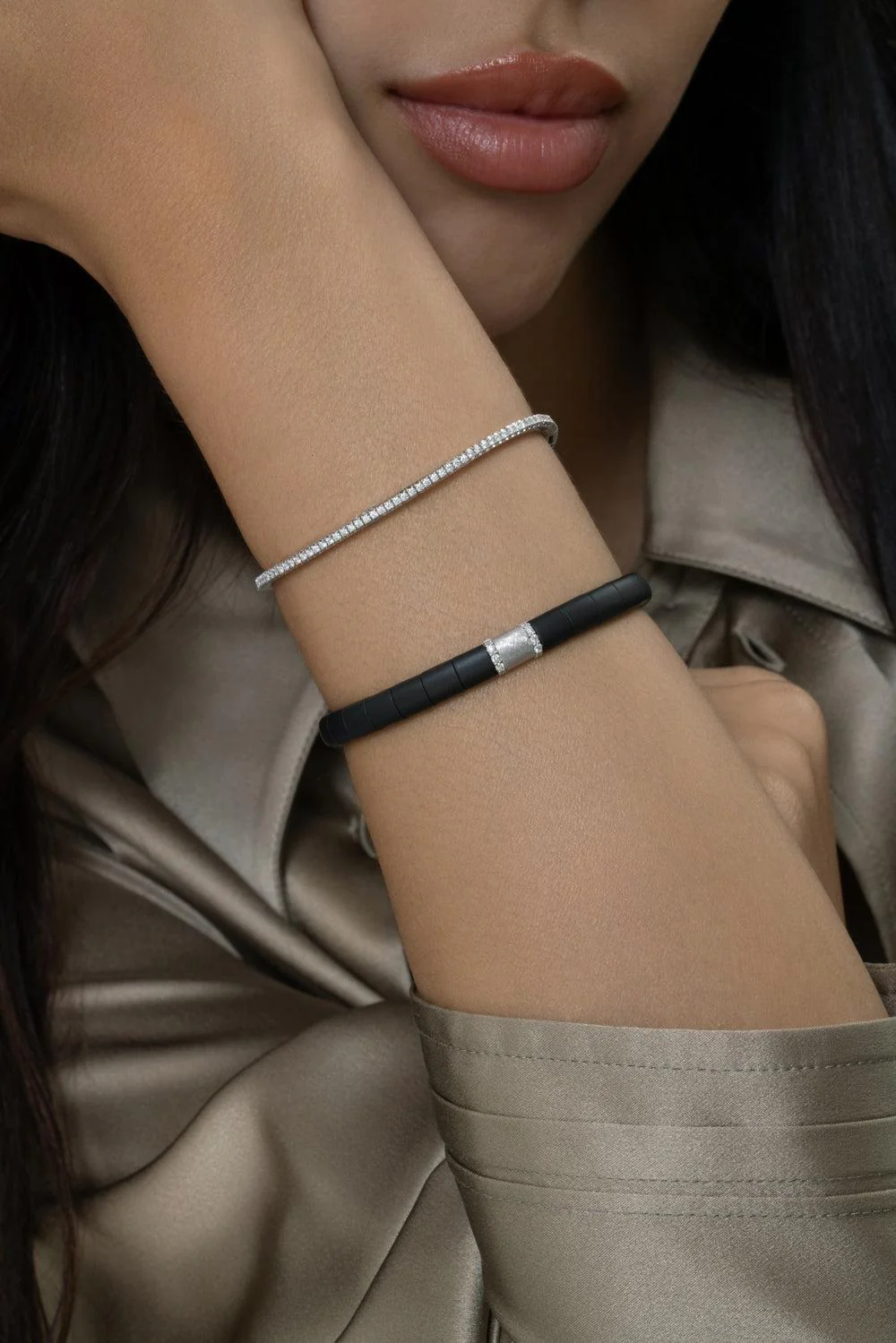 Diamond Bar Link Matte Black Pura Bracelet - Image 4