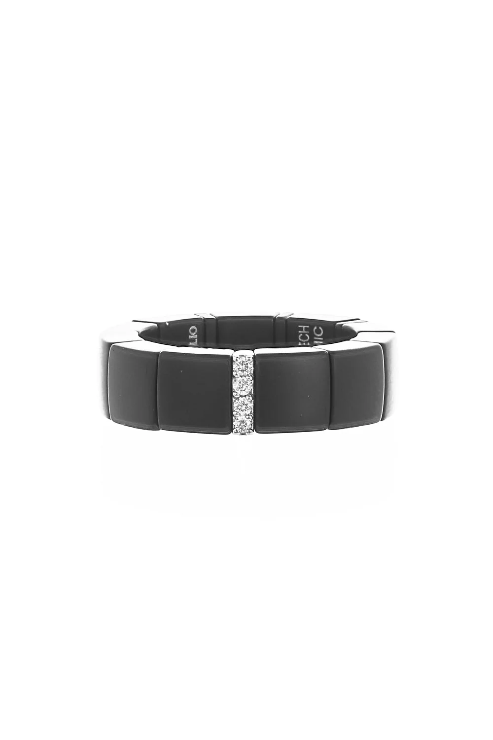 Diamond Bar Matte Black Ceramic Scacco Ring