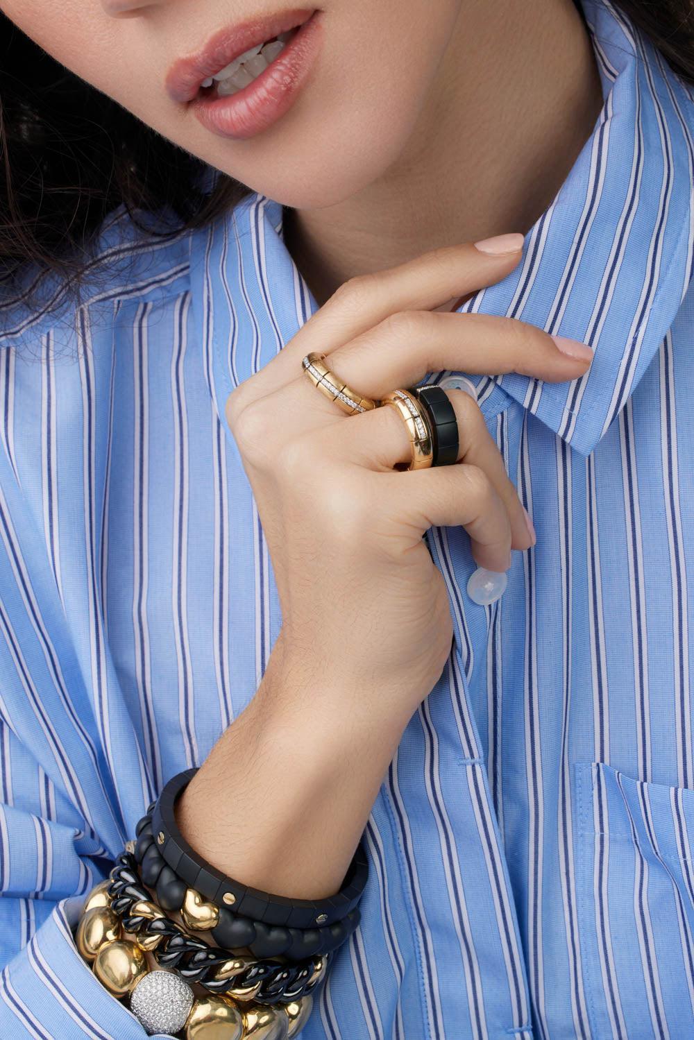 Diamond Bar Matte Black Ceramic Scacco Ring - Image 2