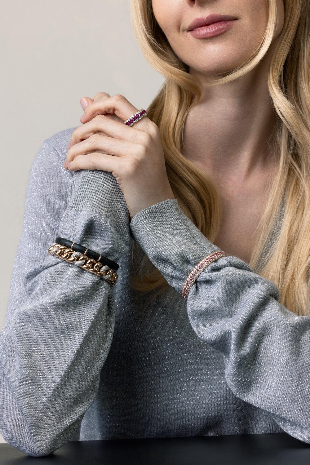Diamond Bar Matte Black Pura Stretch Bracelet - Image 4