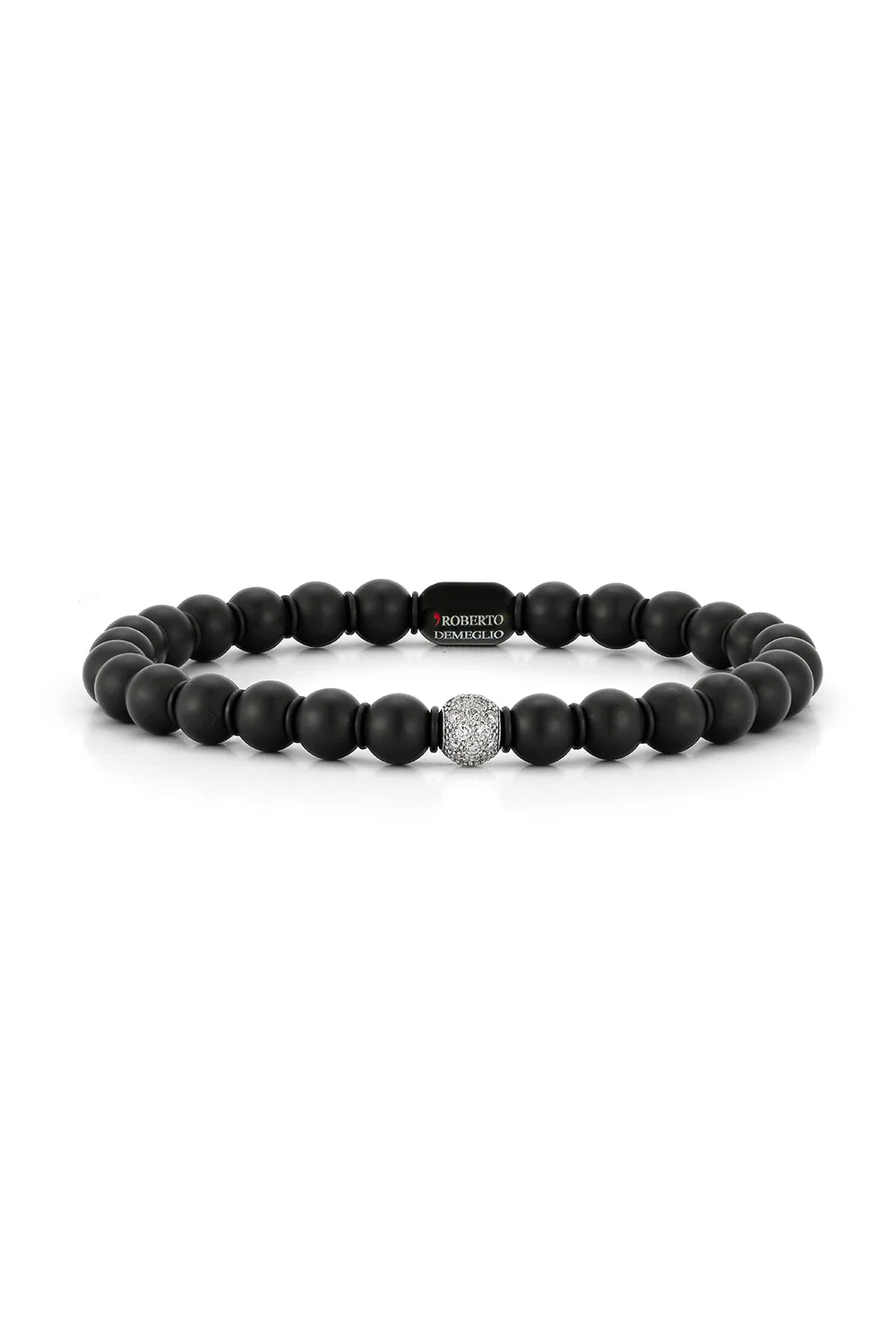 Diamond Bead Matte Black Ceramic Sfera Stretch Bracelet