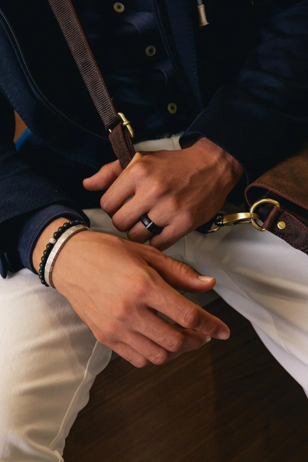 Diamond Bead Matte Black Sfera Bracelet - Image 4