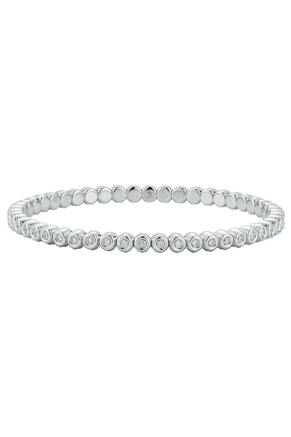 Diamond Bezel Extensible Stretch Bracelet - White Gold