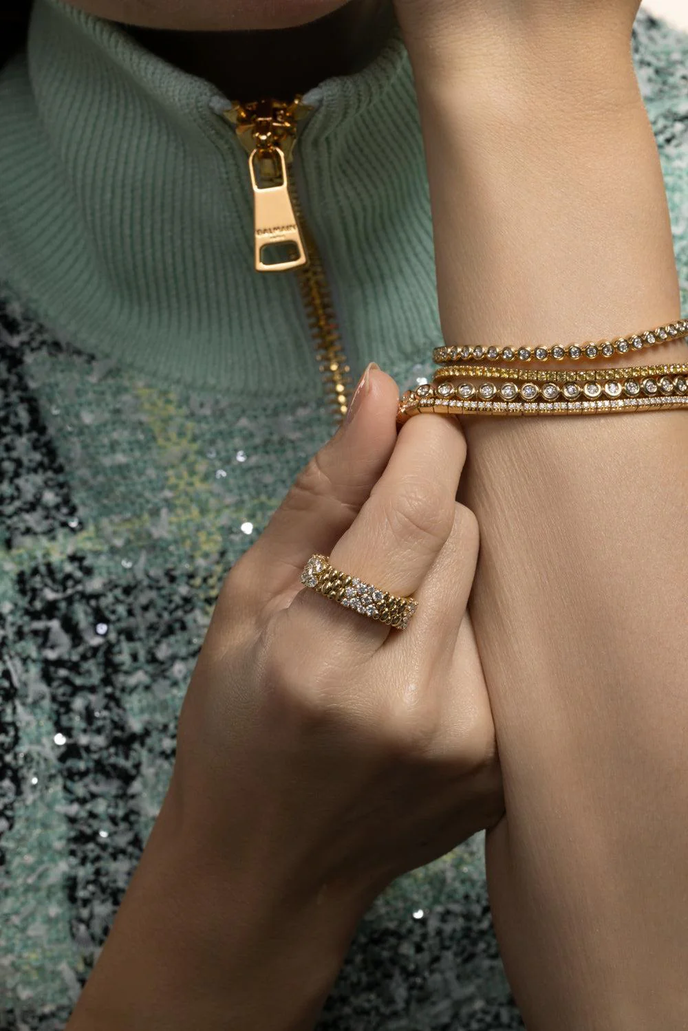 Diamond Bezel Stretch Bracelet - Image 4