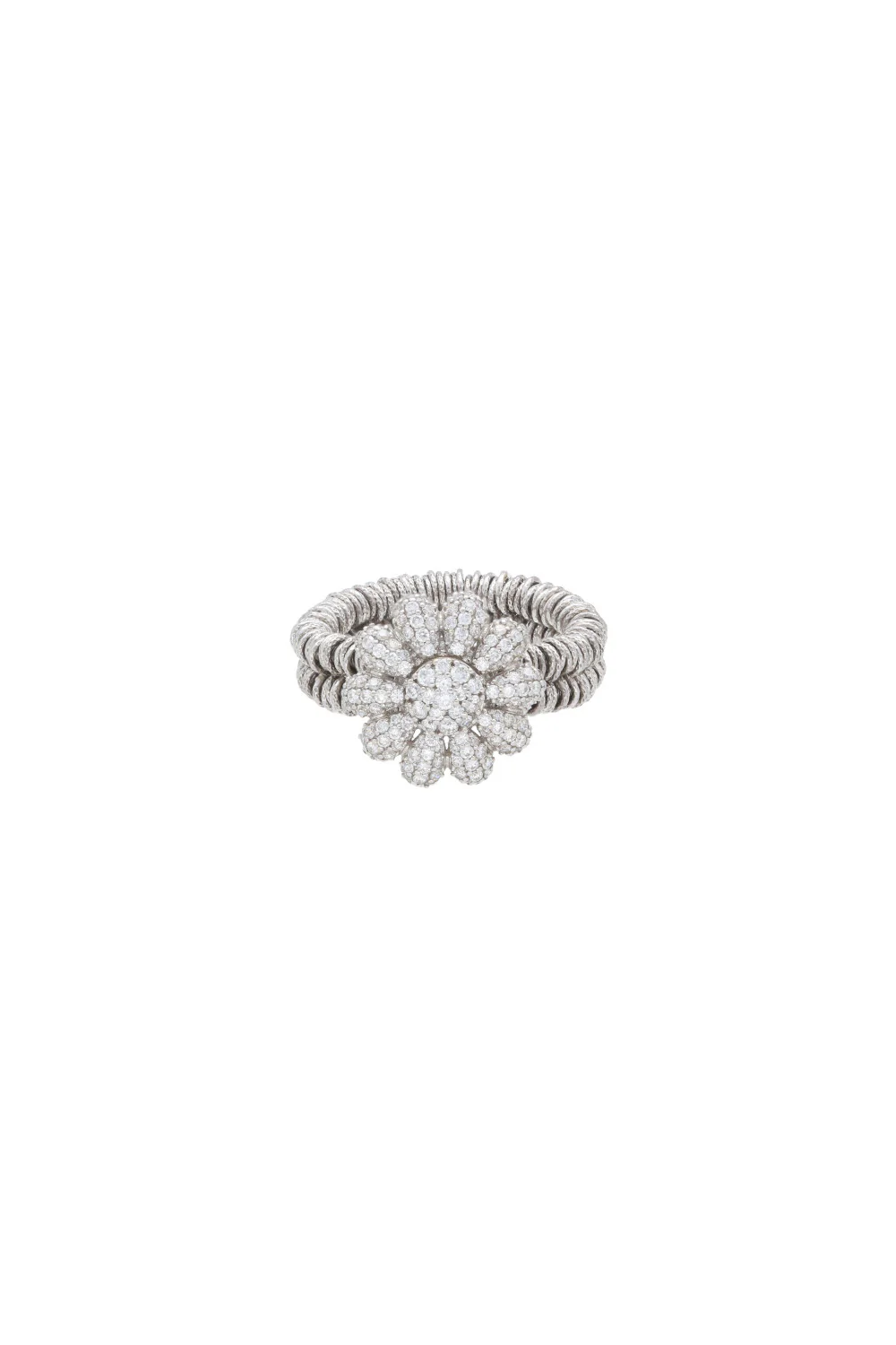 Diamond Daisy Two Row Margerita Stretch Ring