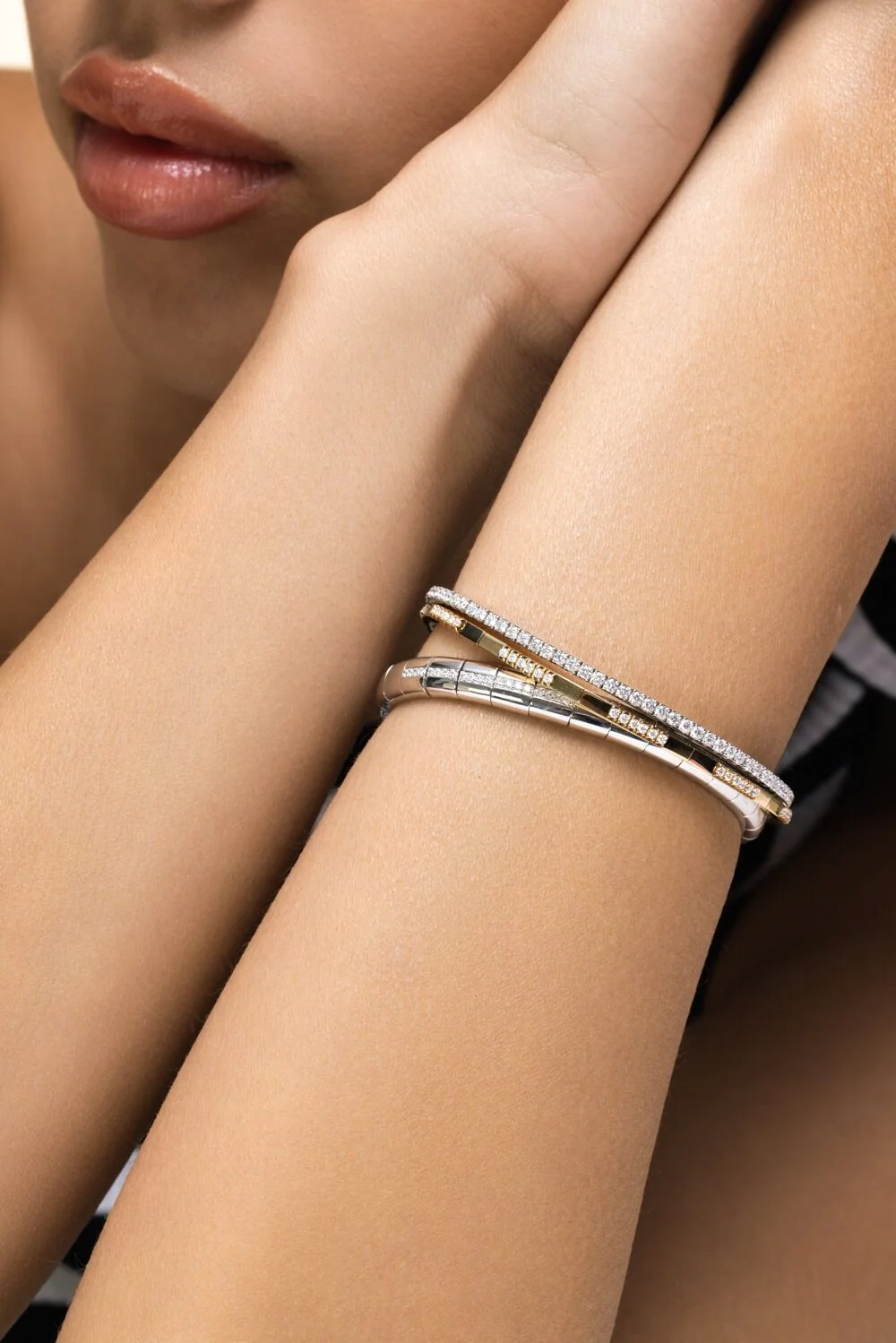 Diamond Extensible Stretch Tennis Bracelet - White Gold - Image 4