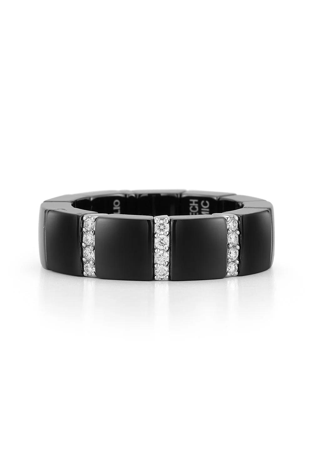 Diamond Gold Bar Ceramic Scacco Stretch Ring