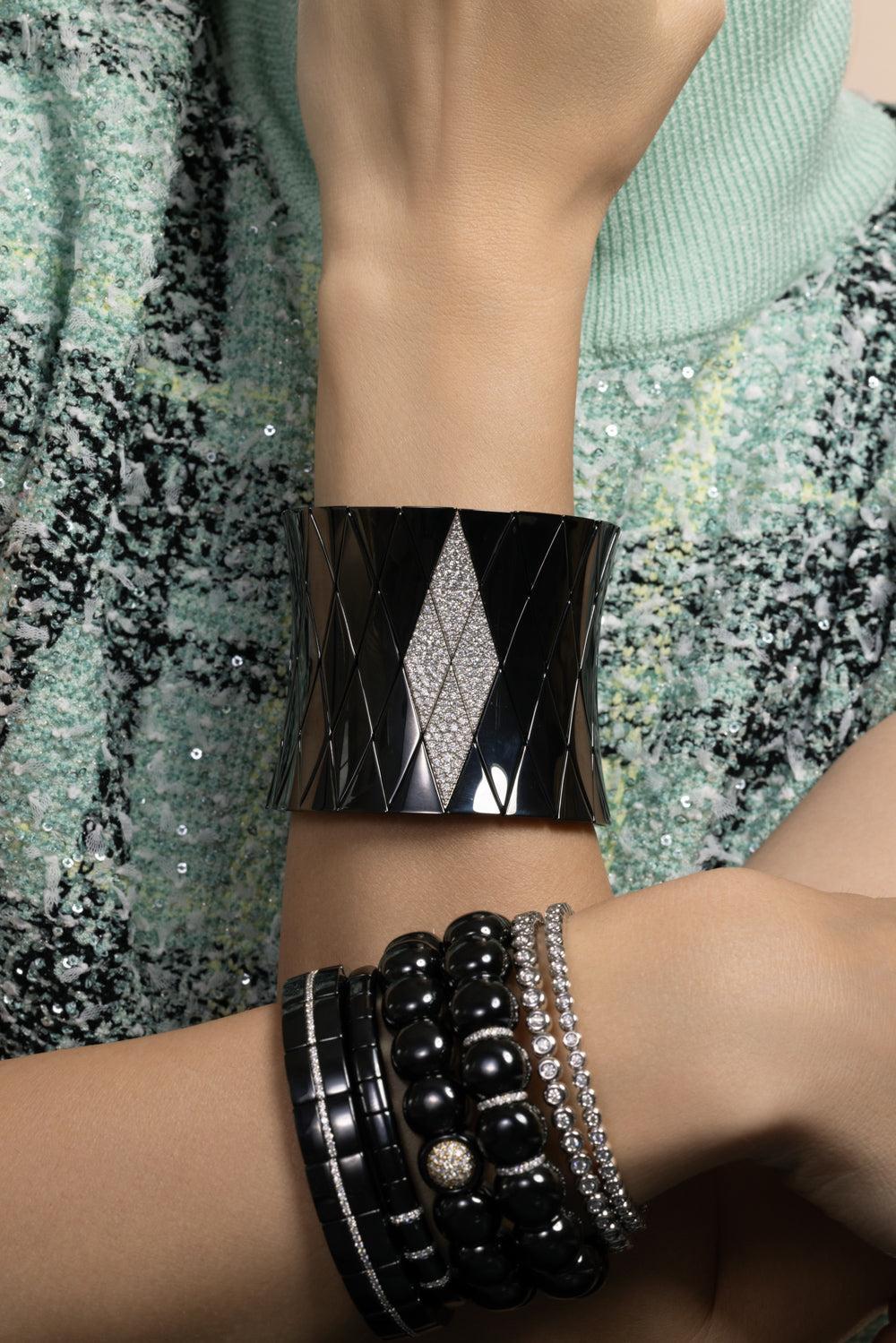 Diamond Large Black Diva Stretch Bracelet - Image 3