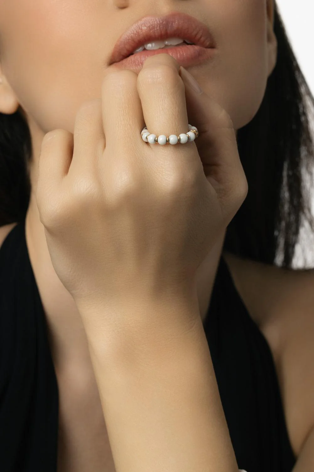 Diamond Rondel White Sfera Stretch Ring - Image 4