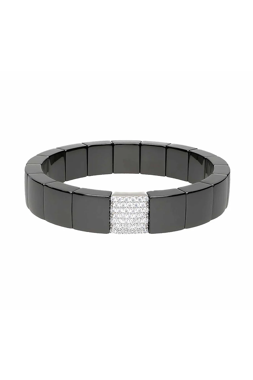 Diamond Station Black Domino Stretch Bracelet