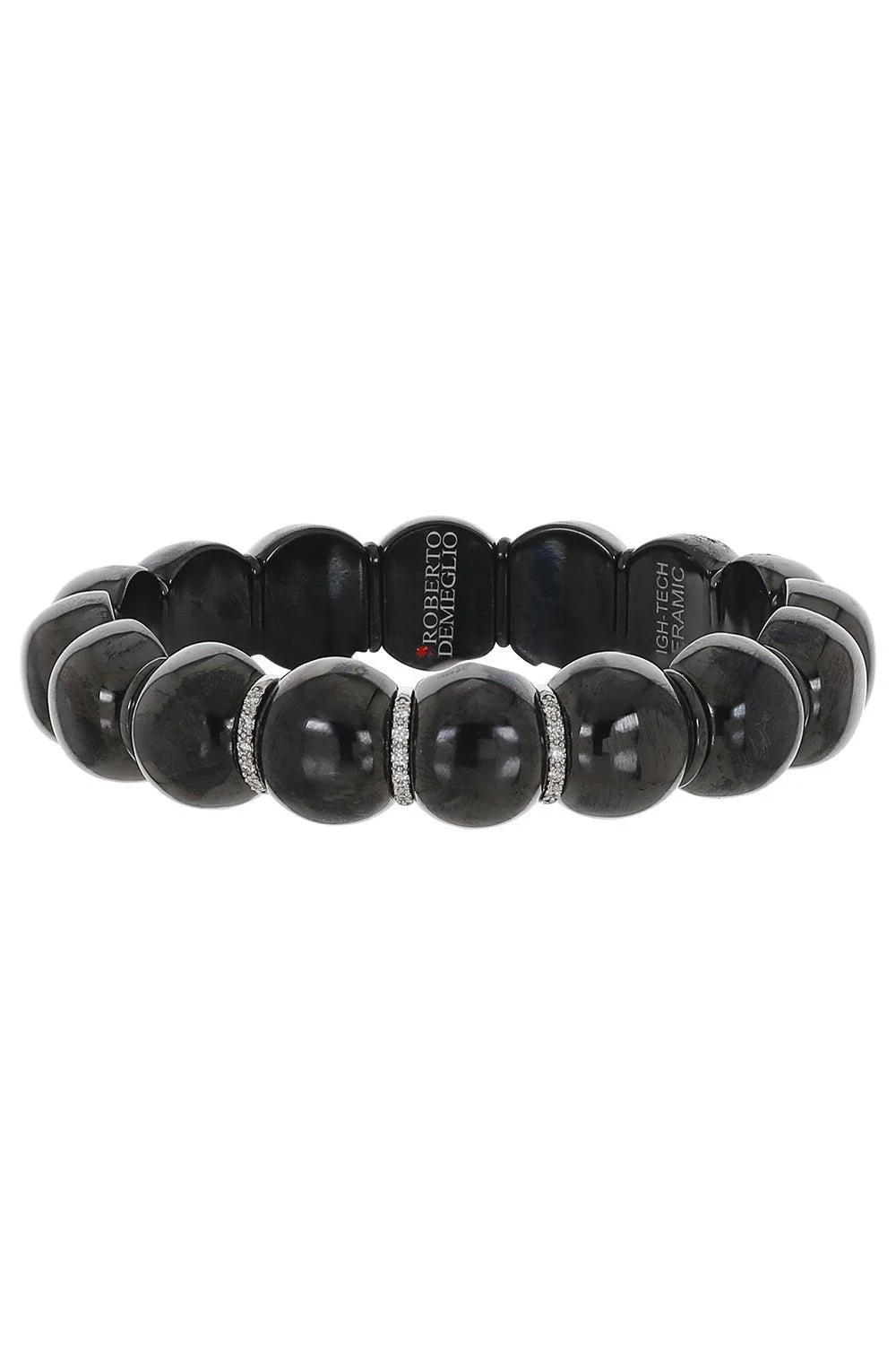 Diamond Three Bar Black Dama Stretch Bracelet