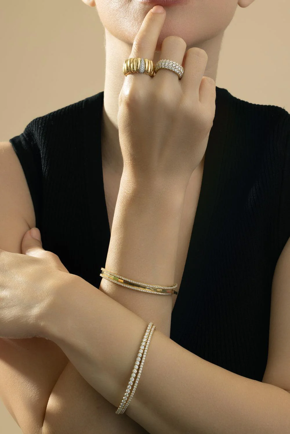 Diamond Three Turn Half Extensible Stretch Bracelet - Image 2