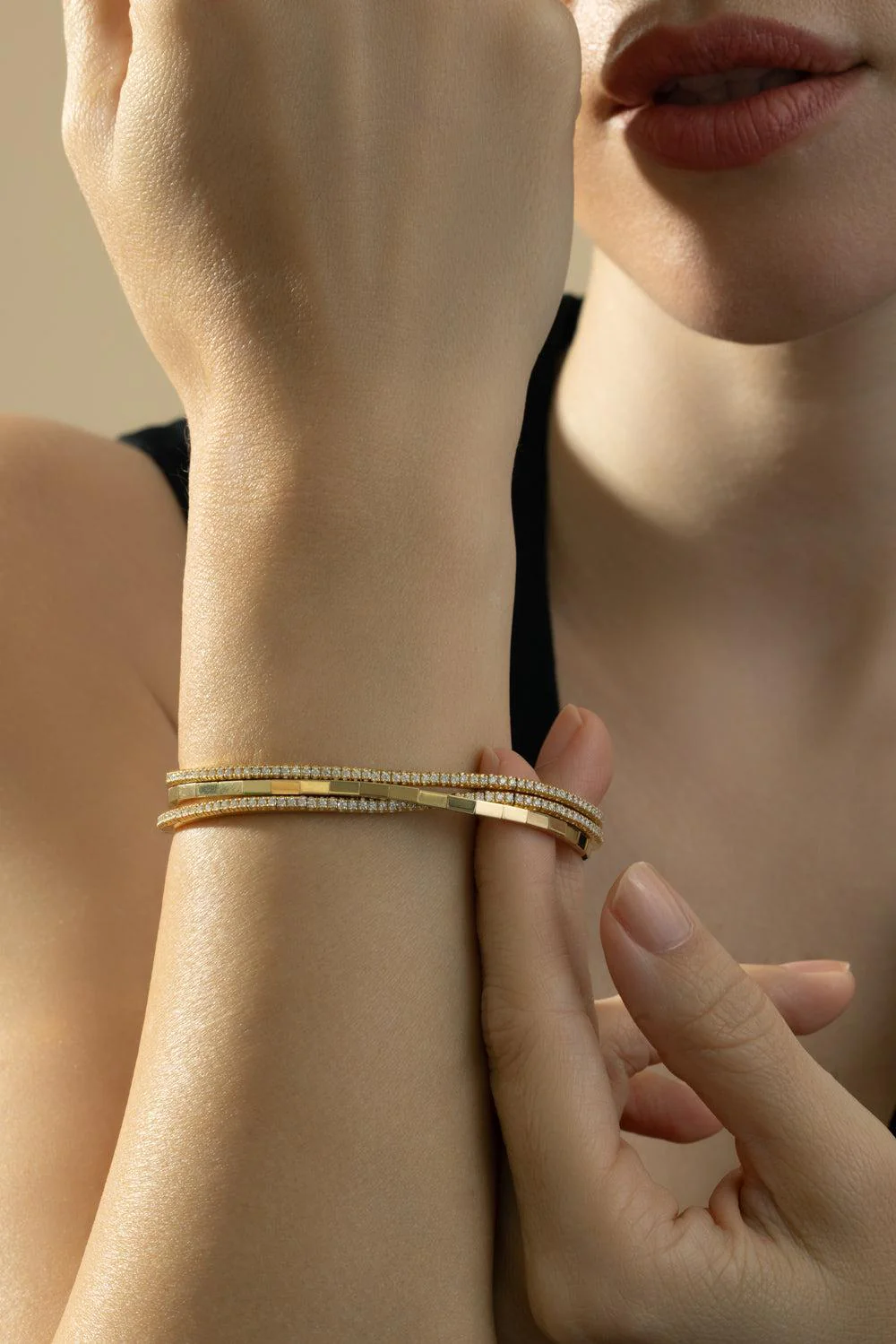 Diamond Three Turn Half Extensible Stretch Bracelet - Image 3