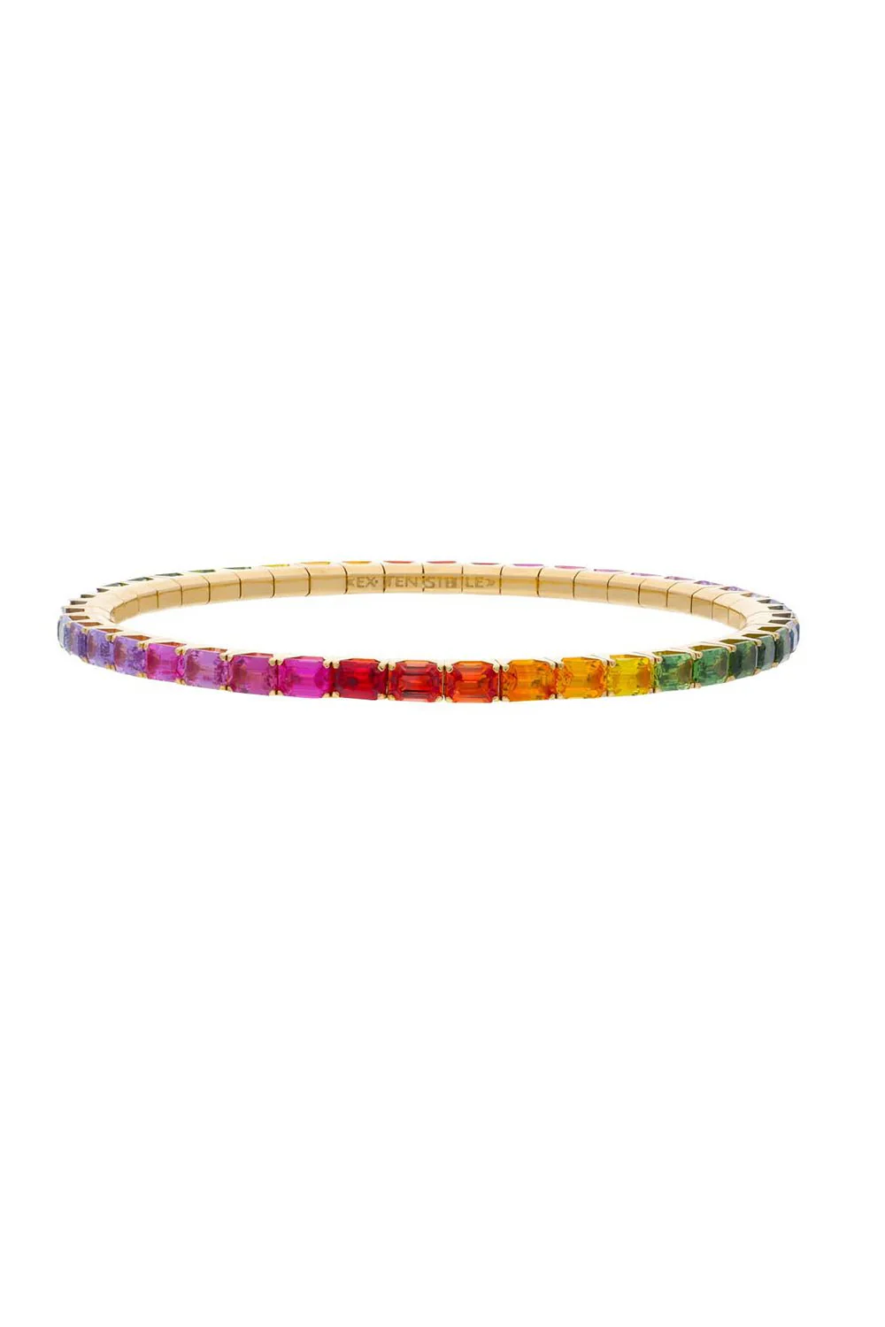 Extensible Emerald Rainbow Stretch Tennis Bracelet
