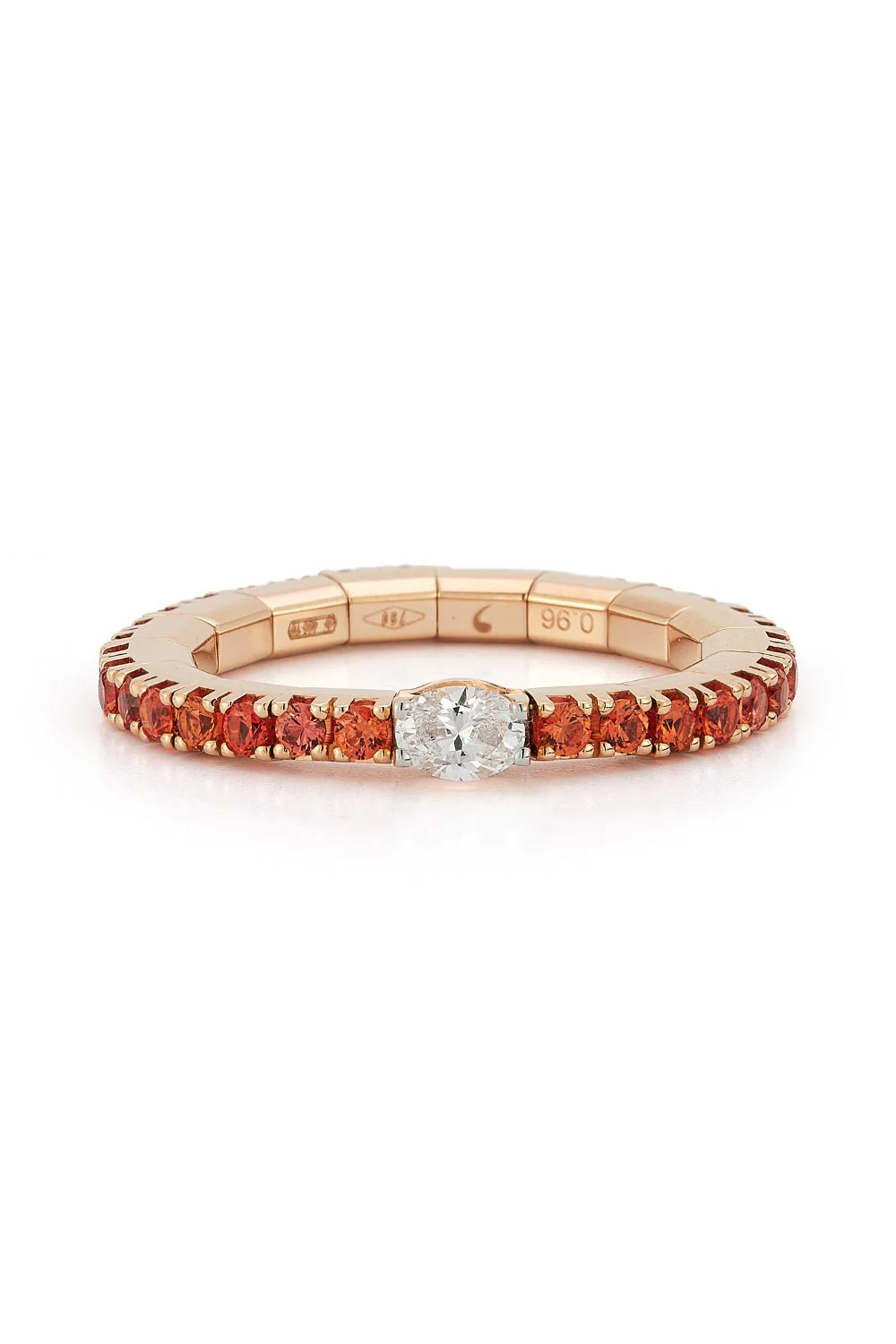 Extensible Orange Sapphire Diamond Ring