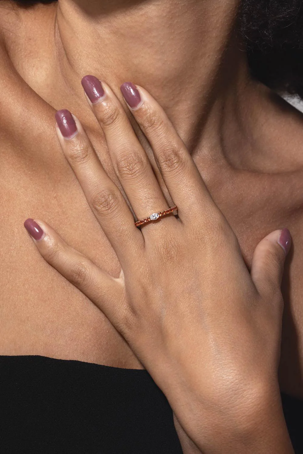Extensible Orange Sapphire Diamond Ring - Image 3