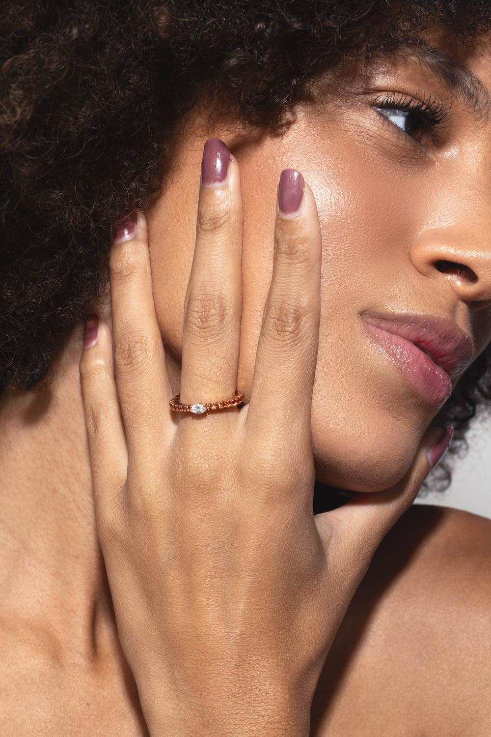 Extensible Orange Sapphire Diamond Ring - Image 4