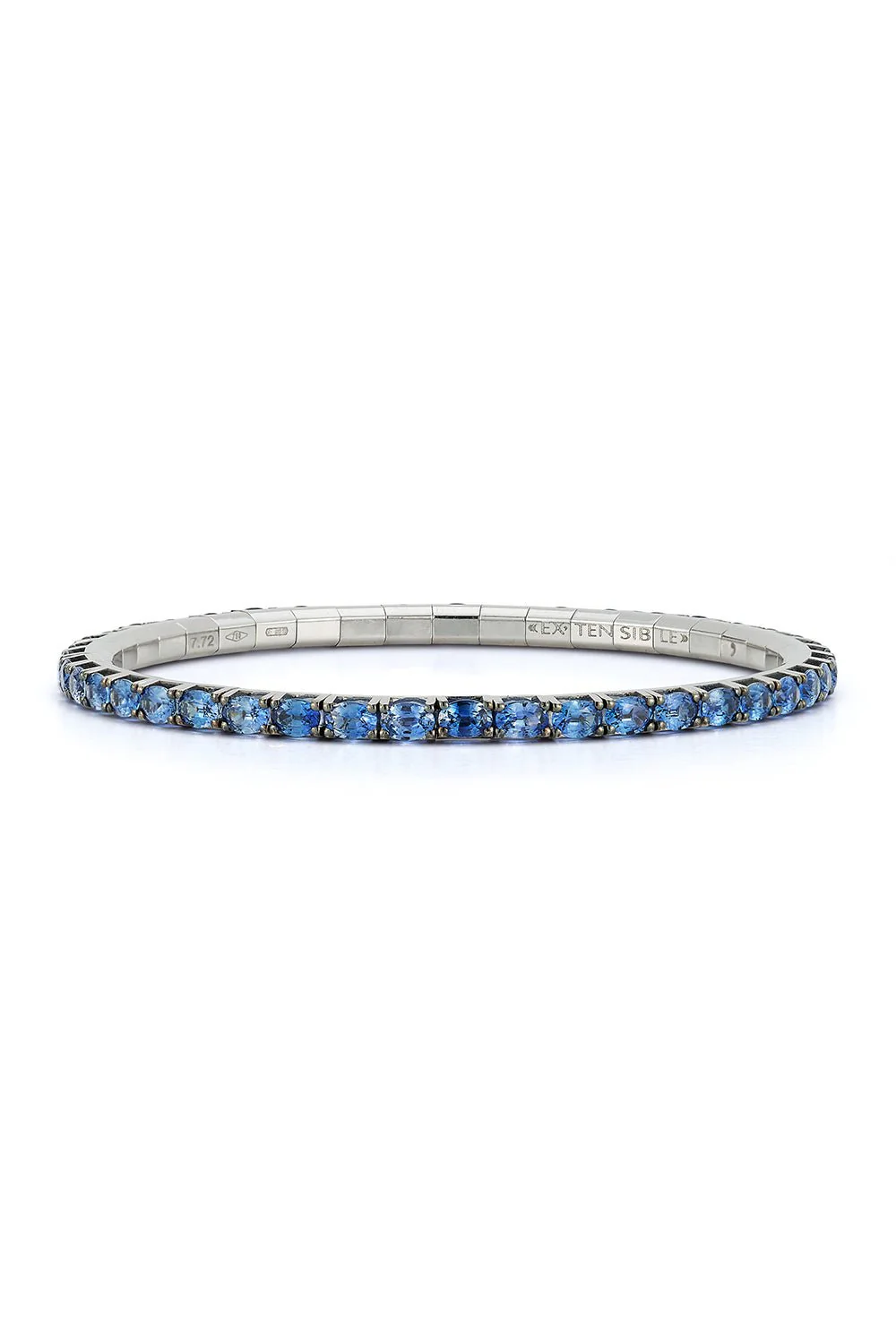 Extensible Oval Blue Sapphire Stretch Tennis Bracelet