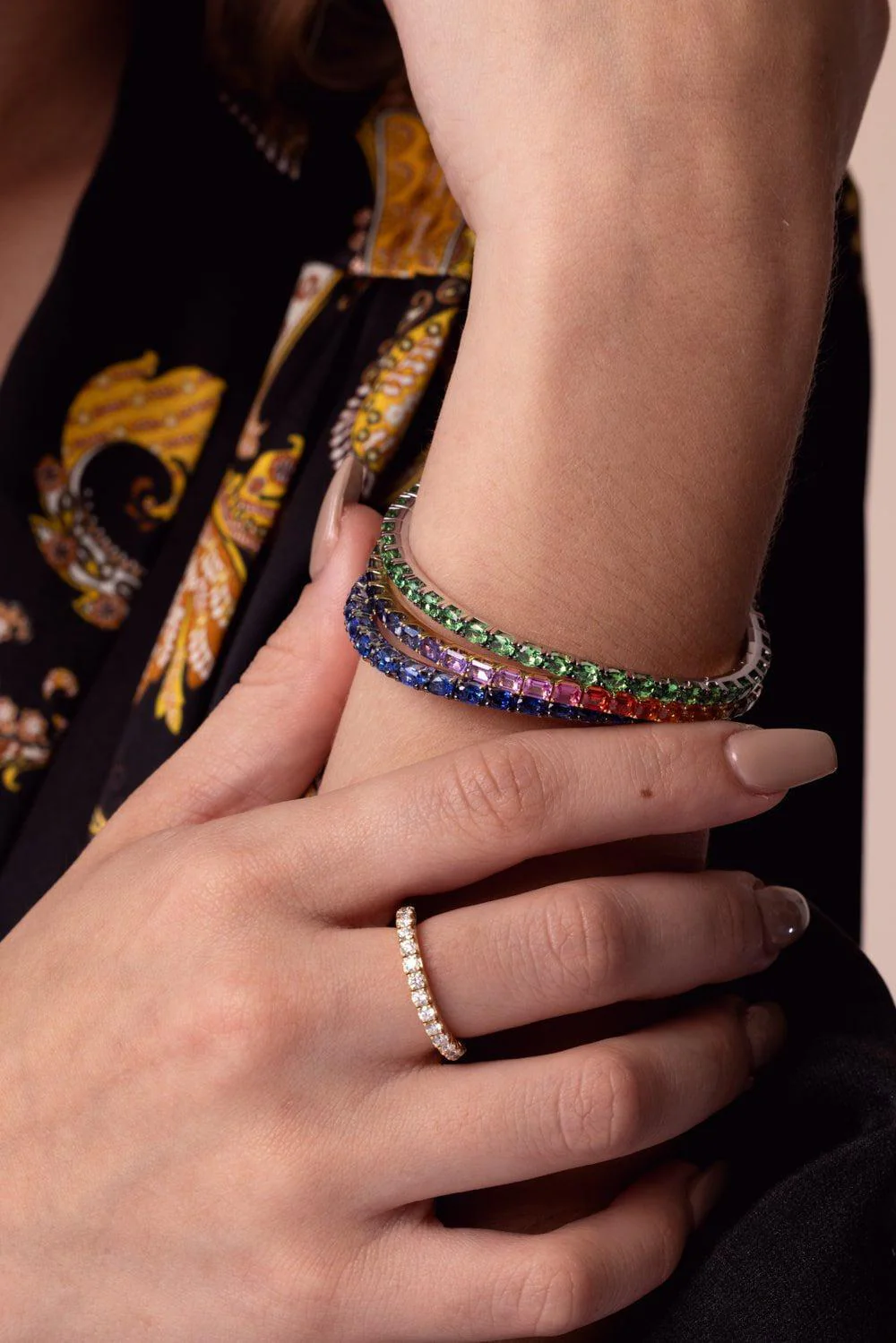 Extensible Oval Tsavorite Stretch Tennis Bracelet - Image 3