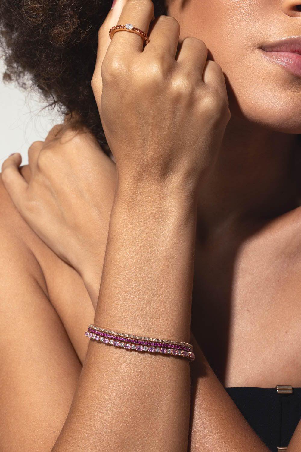 Extensible Pink Sapphire Diamond Bracelet - Image 3