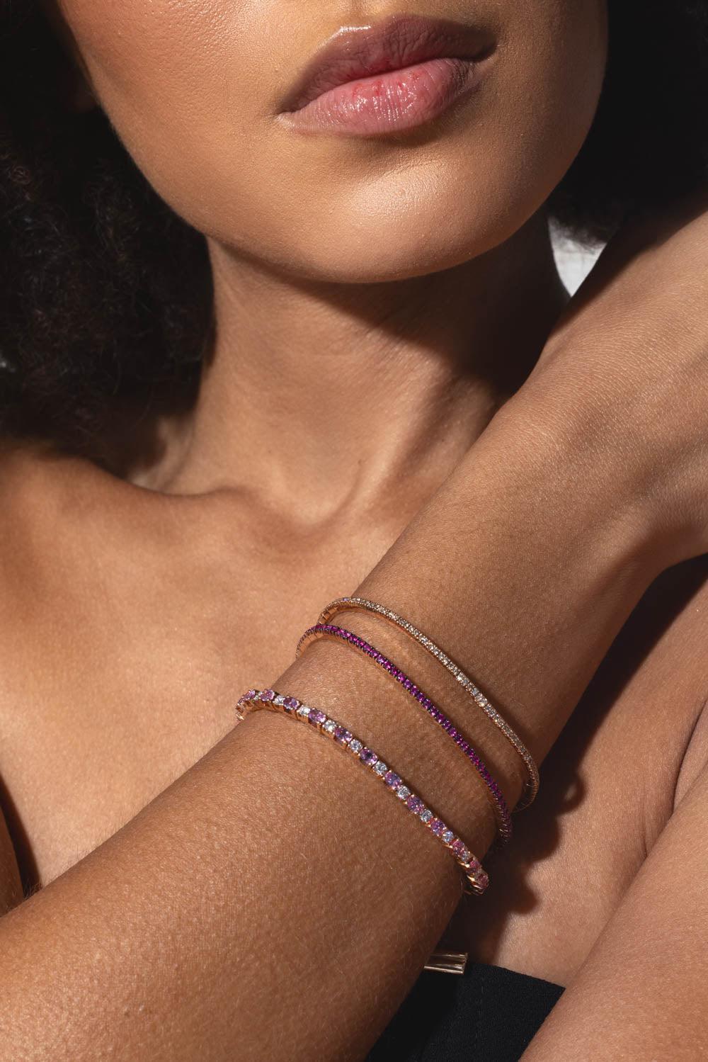 Extensible Pink Sapphire Diamond Bracelet - Image 4